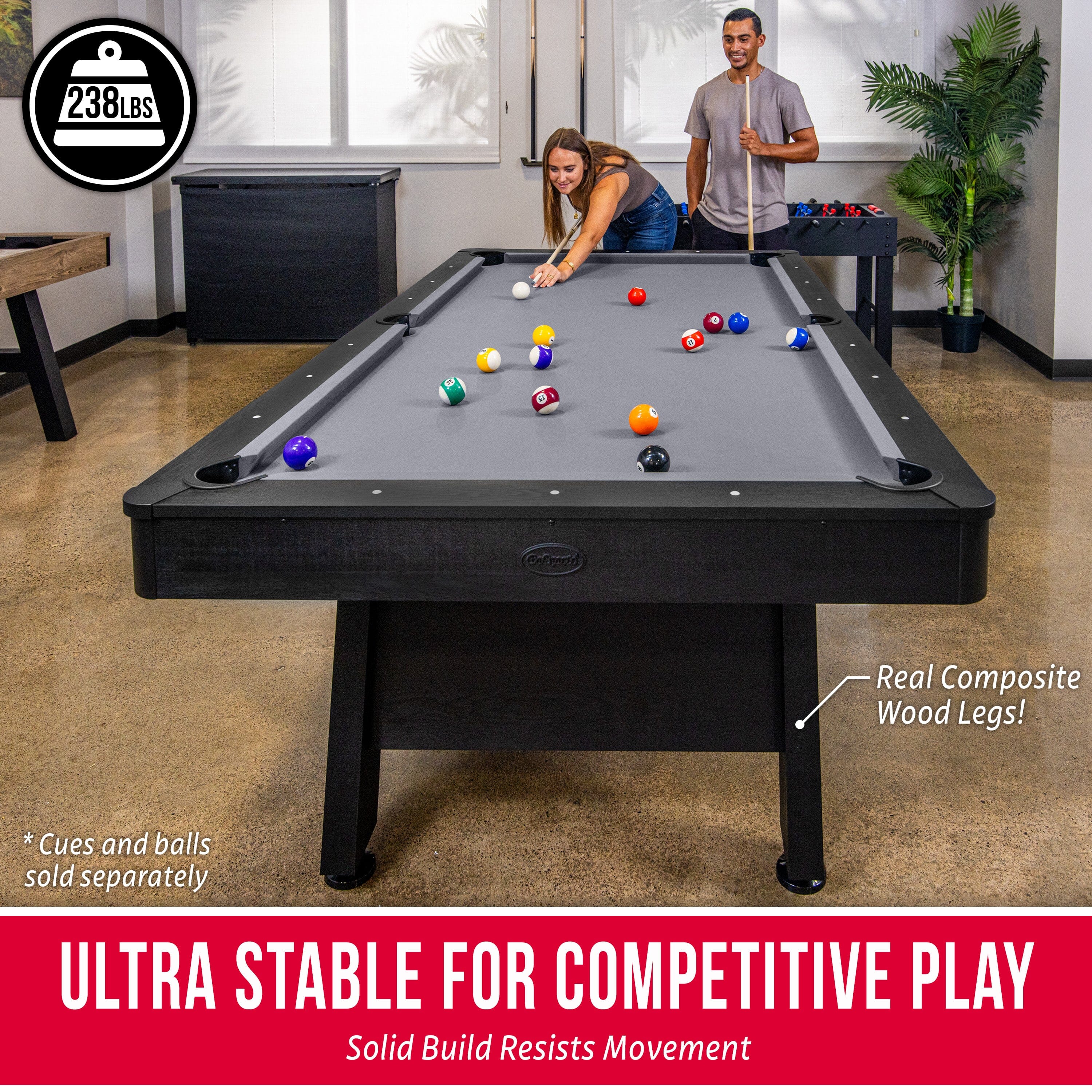 GoSports 8 ft Pool Tables with Wood Finish - Billiards Game Room Table for Adults & Family - Accessories Not Included Billiards Playgosports.com 