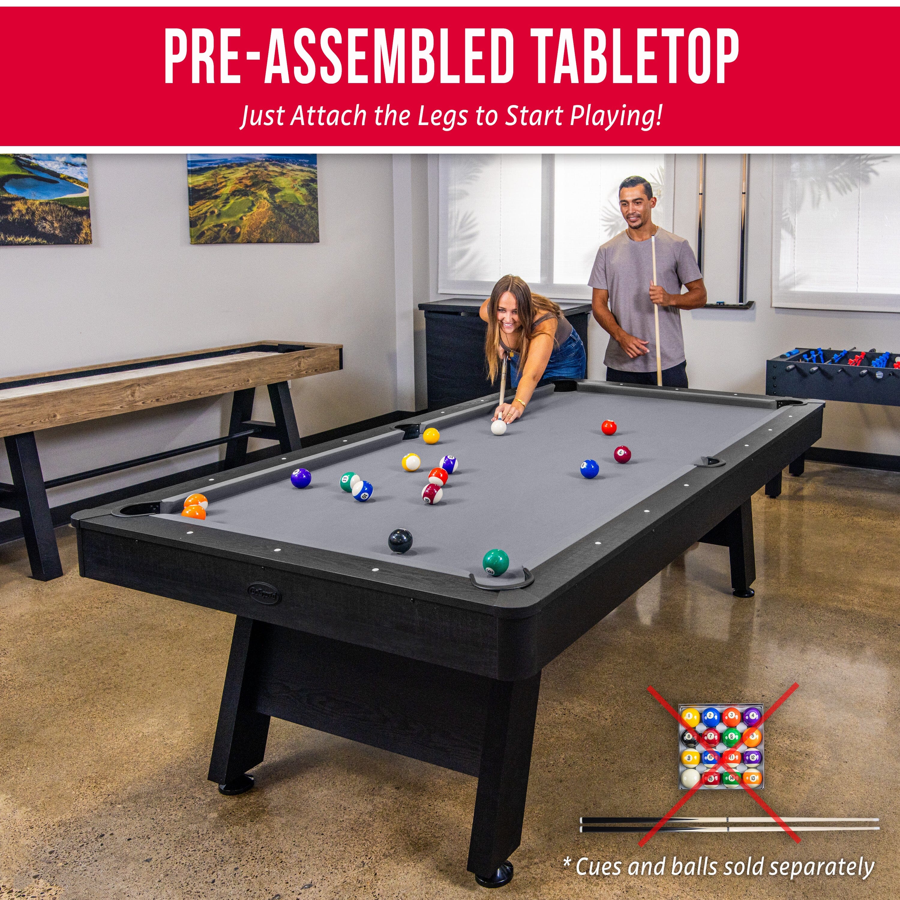 GoSports 8 ft Pool Tables with Wood Finish - Billiards Game Room Table for Adults & Family - Accessories Not Included Billiards Playgosports.com 