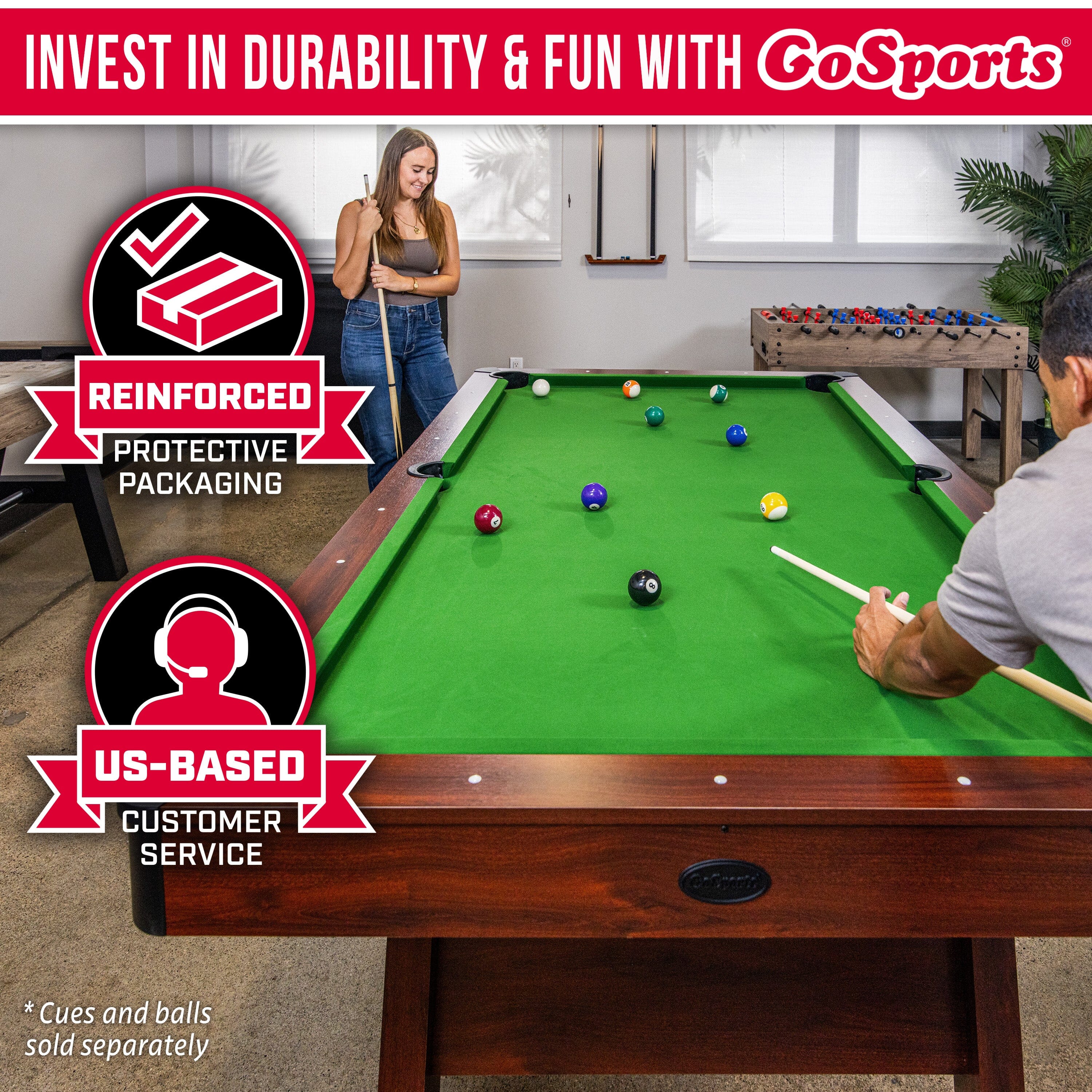 GoSports 8 ft Pool Tables with Wood Finish - Billiards Game Room Table for Adults & Family - Accessories Not Included Billiards Playgosports.com 