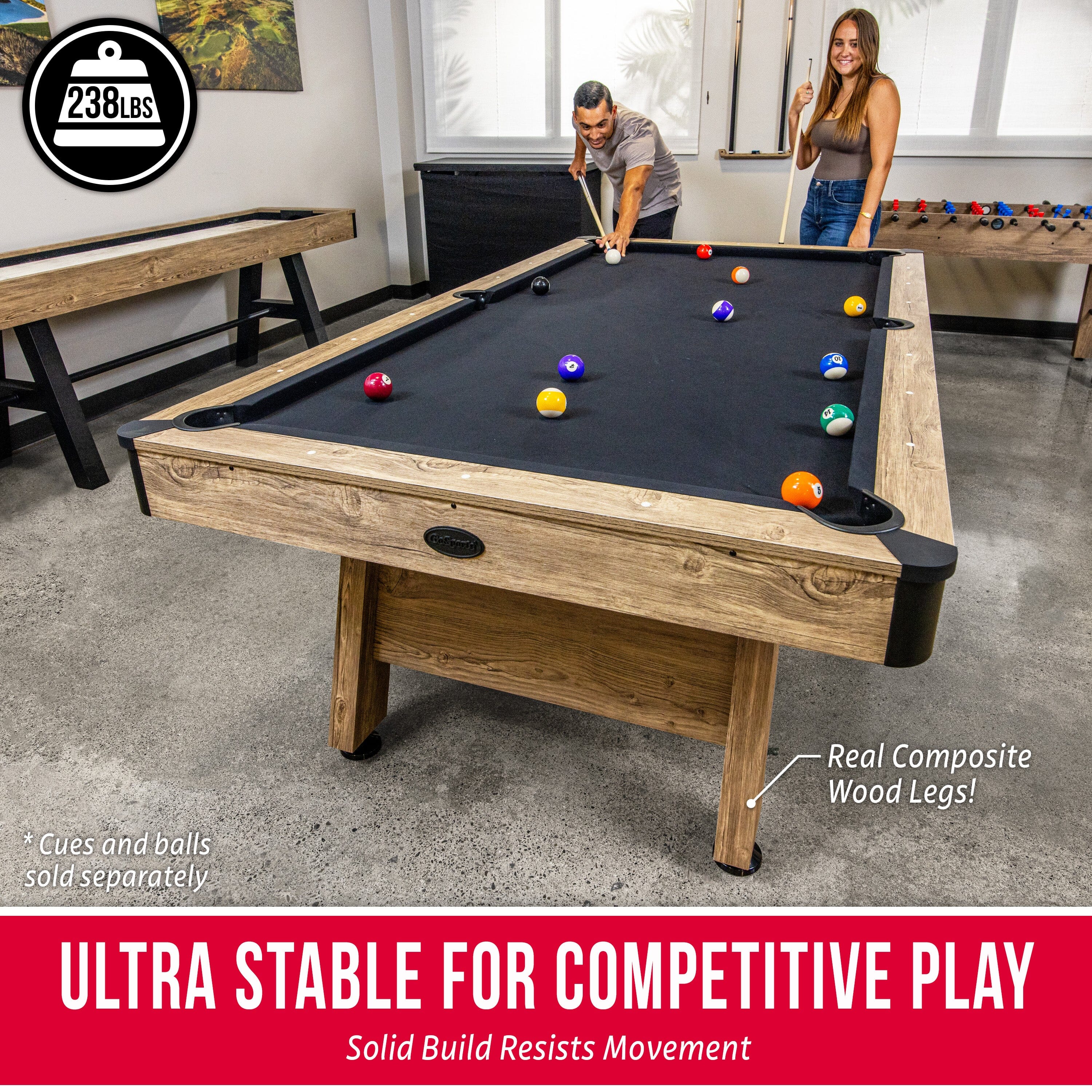 GoSports 8 ft Pool Tables with Wood Finish - Billiards Game Room Table for Adults & Family - Accessories Not Included Billiards Playgosports.com 