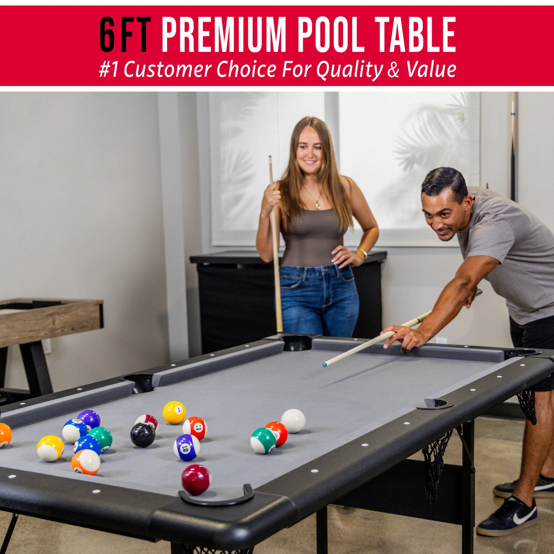 GoSports 6 ft Foldable Pool Table - Portable Billiards Table with ...