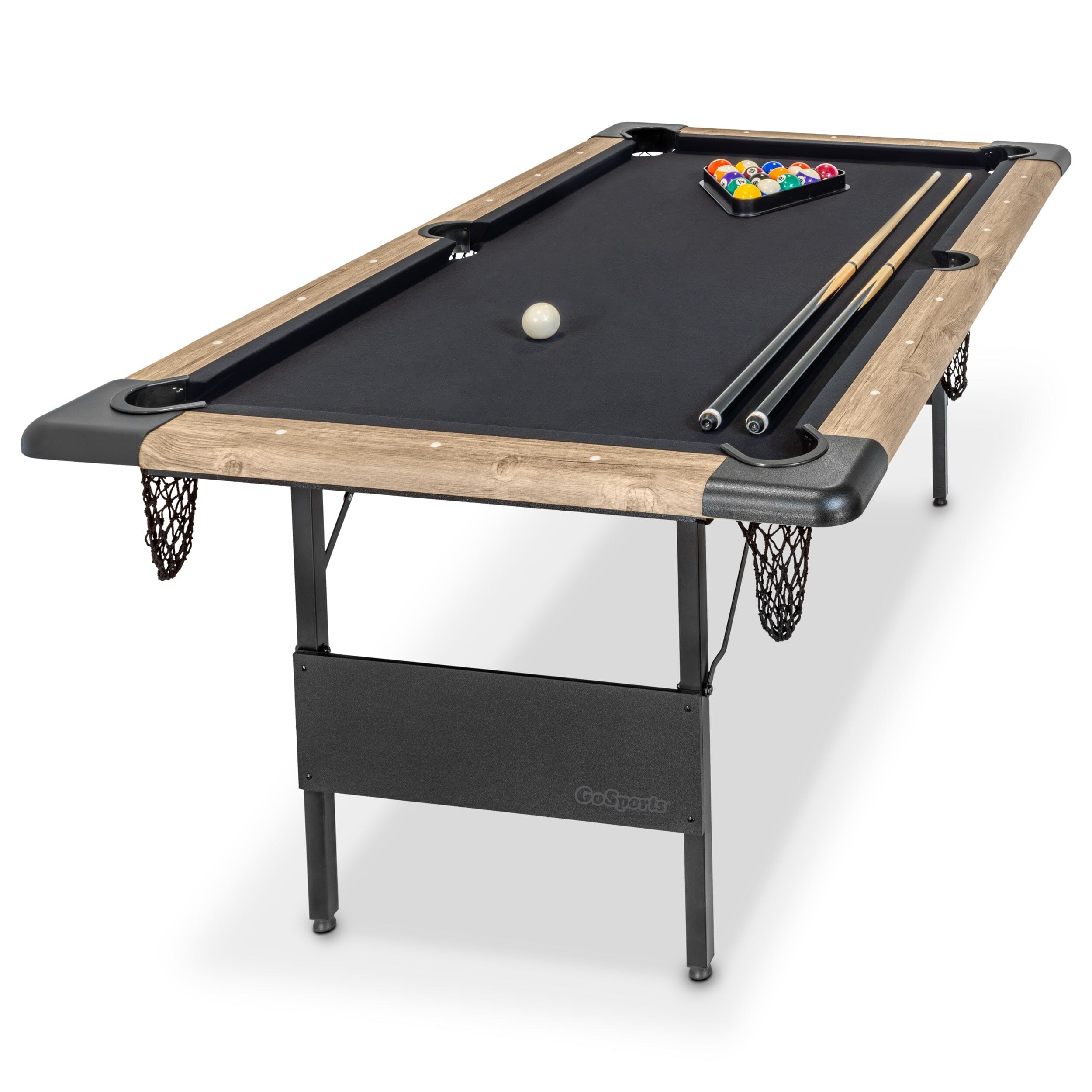 GoSports 6 ft Foldable Pool Table - Portable Billiards Table with Accessories PlayGoSports.com Oak 