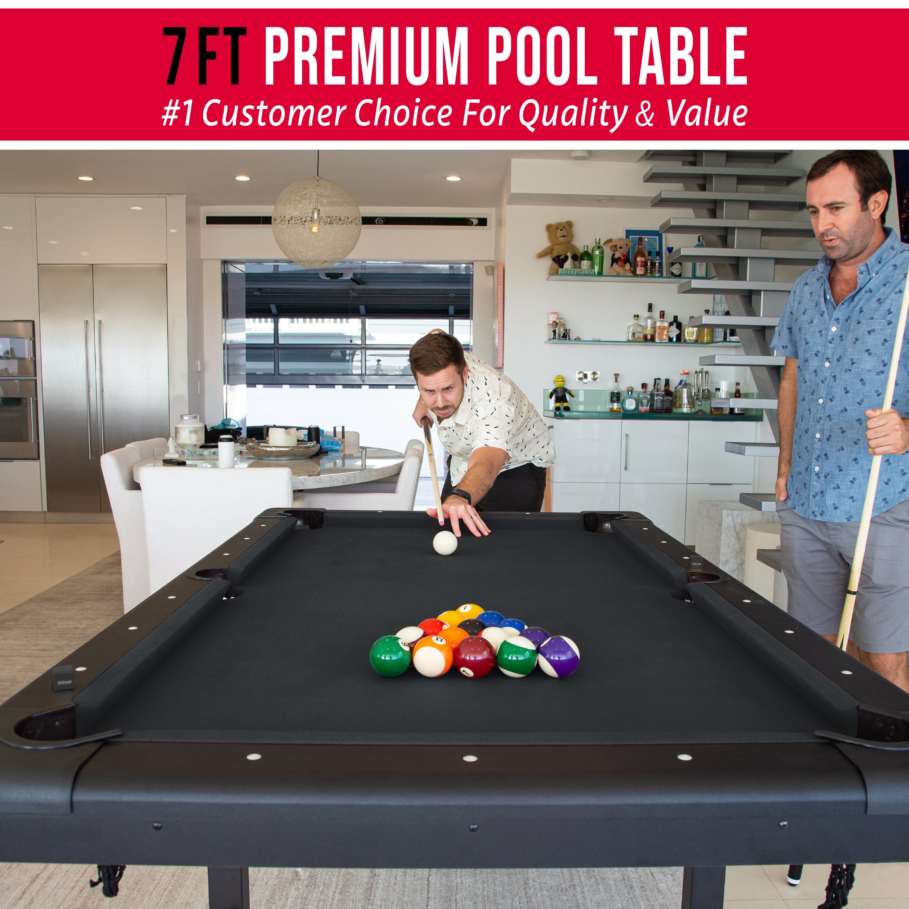 GoSports Mid-Size 7ft x 3.9ft Billiards Game Table - Foldable Design, Includes Full Set of Pool Balls, 2 Cue Sticks, Chalk, and Felt Brush GoSports 