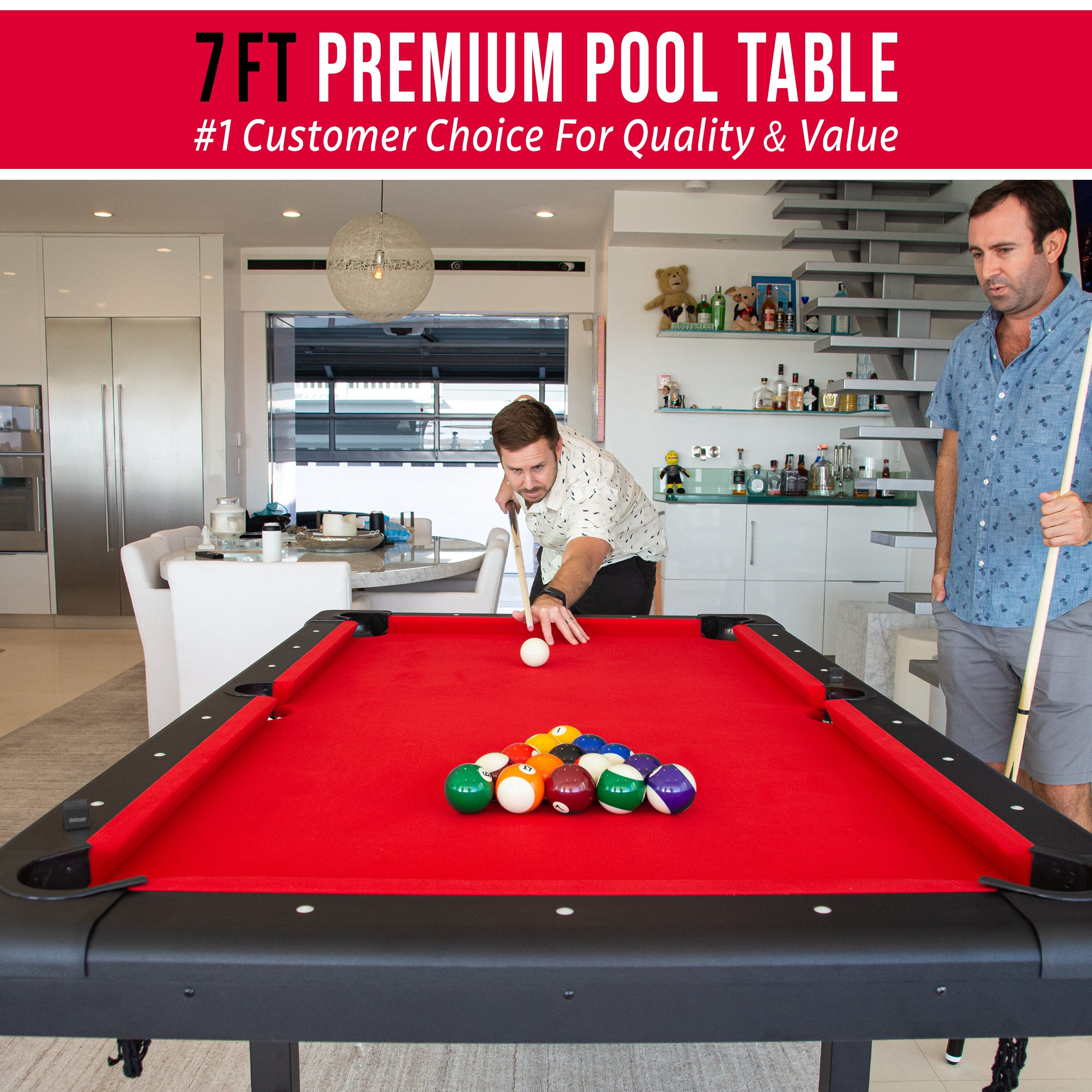 GoSports Mid-Size 7ft x 3.9ft Billiards Game Table - Foldable Design, Includes Full Set of Pool Balls, 2 Cue Sticks, Chalk, and Felt Brush GoSports 