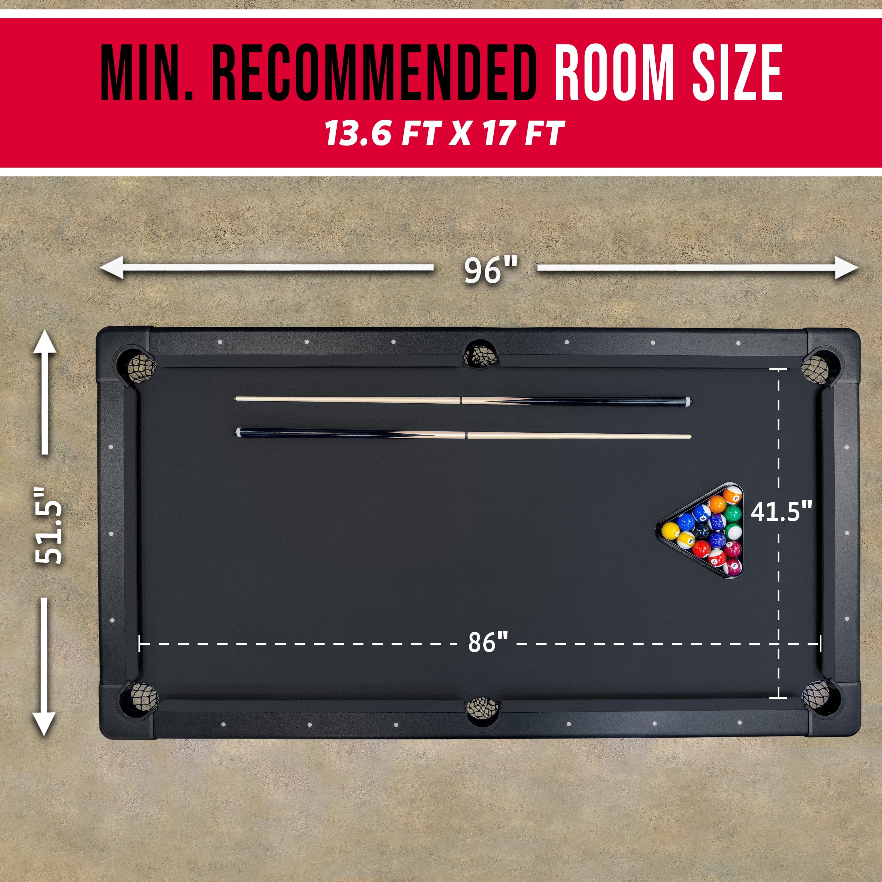 GoSports Full Size 8 ft x 4.2 ft Billiards Game Table - Foldable Design, Includes Full Set of Pool Balls, 2 Cue Sticks, Chalk, and Felt Brush - Black GoSports 