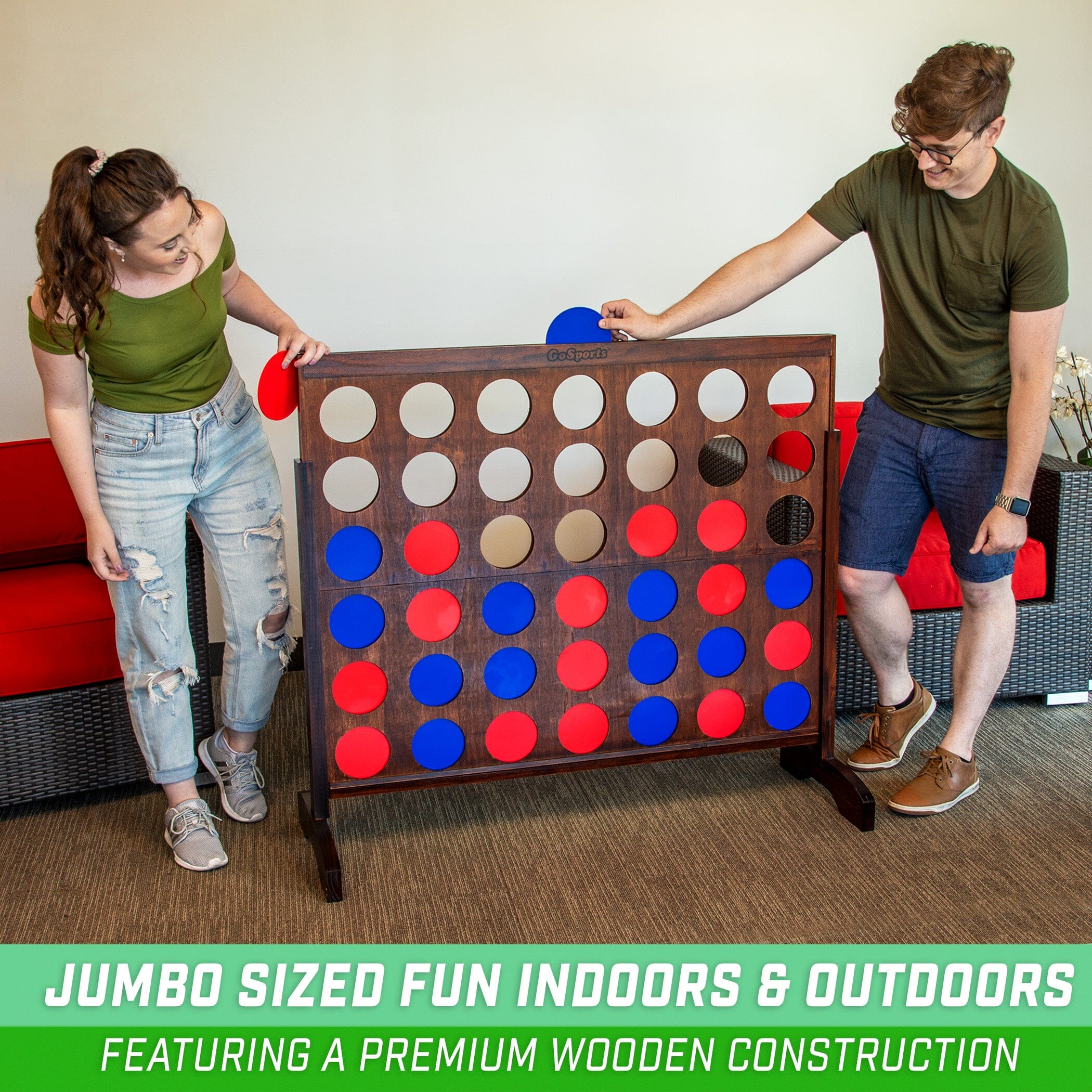 a man and woman playing a game of connect the dots