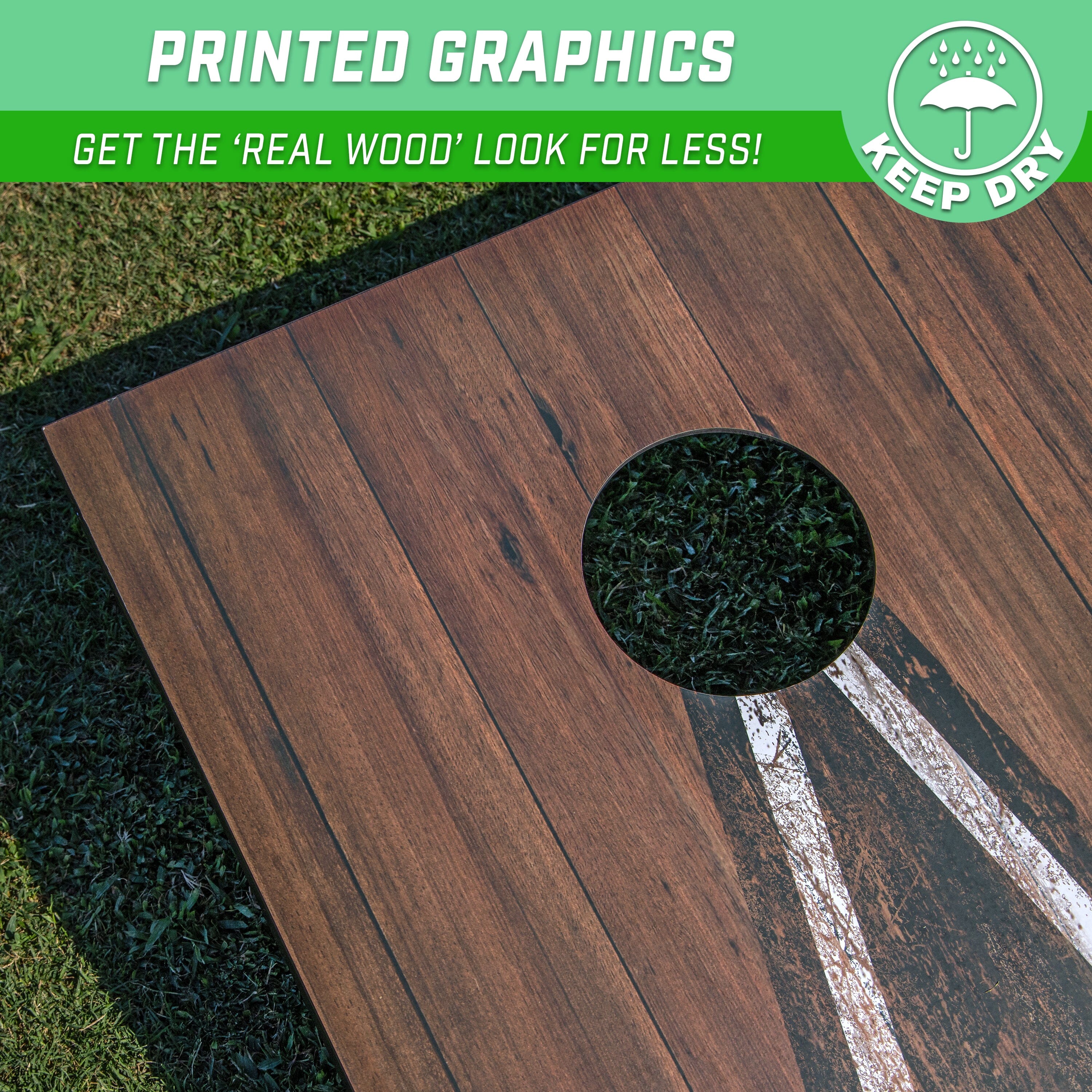 GoSports 3 x 2 ft Cornhole Board Set - Portable Outdoor Toss Game for Adults & Family - Includes Set of 8 Bean Bags with Built-in Storage - Dark Rustic GoSports 