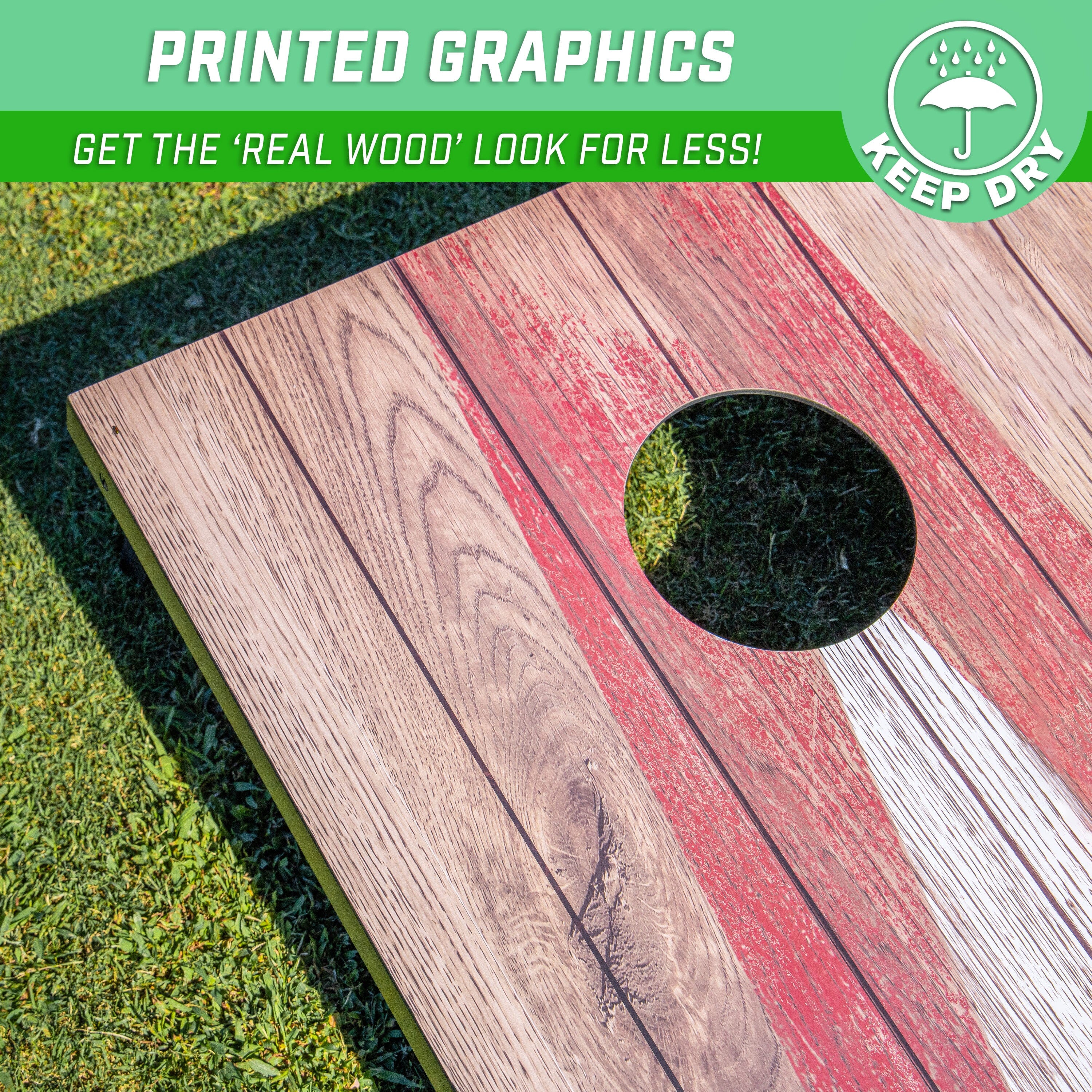 GoSports 3 x 2 ft Cornhole Board Set - Portable Outdoor Toss Game for Adults & Family - Includes Set of 8 Bean Bags with Built-in Storage - Rustic GoSports 