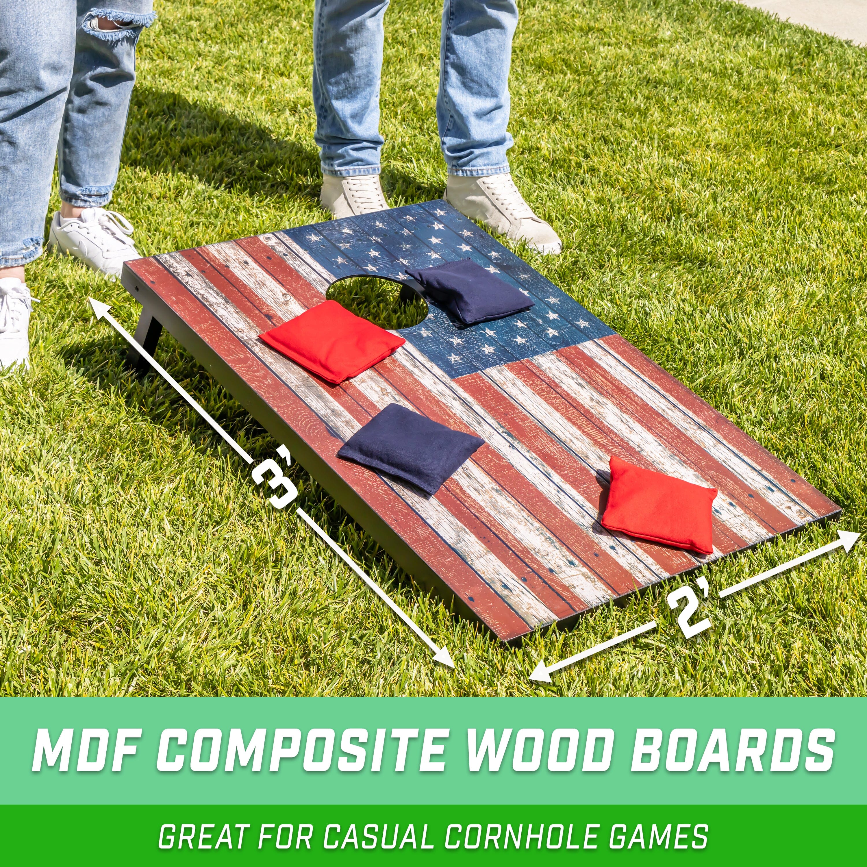GoSports 3 ft x 2 ft Cornhole Set - American Flag Cornhole GoSports 