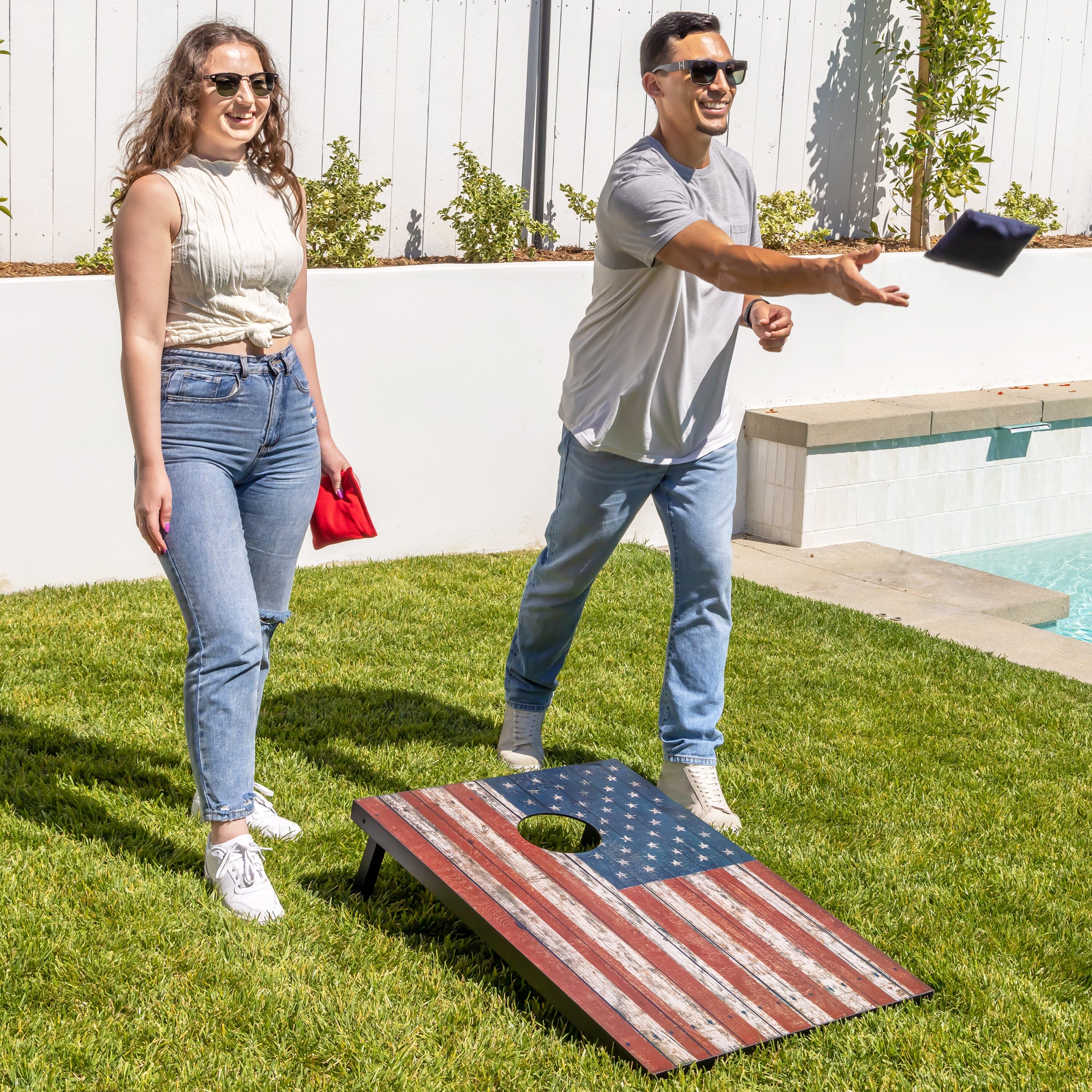 GoSports 3 ft x 2 ft Cornhole Set - American Flag Cornhole GoSports 