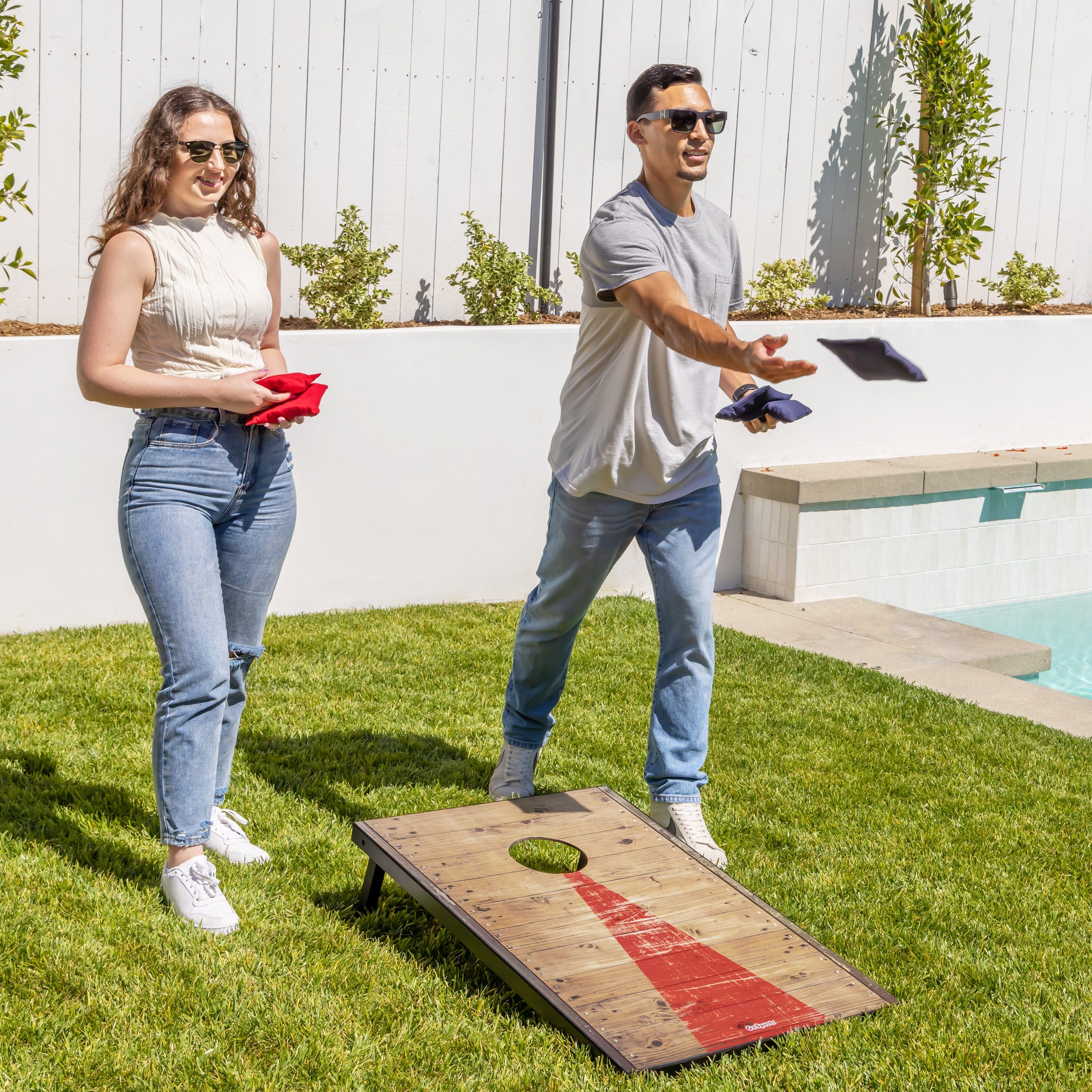 GoSports Classic Cornhole Set - Rustic Wood Cornhole GoSports 