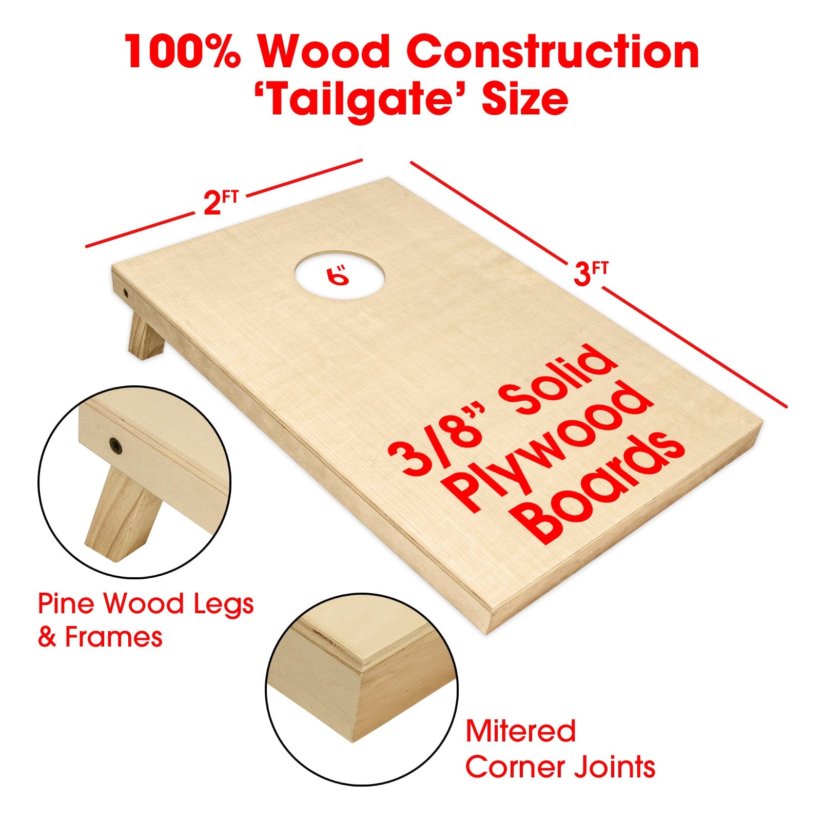 GoSports 3 ft x 2 ft Solid Wood Premium Cornhole Set Cornhole GoSports 