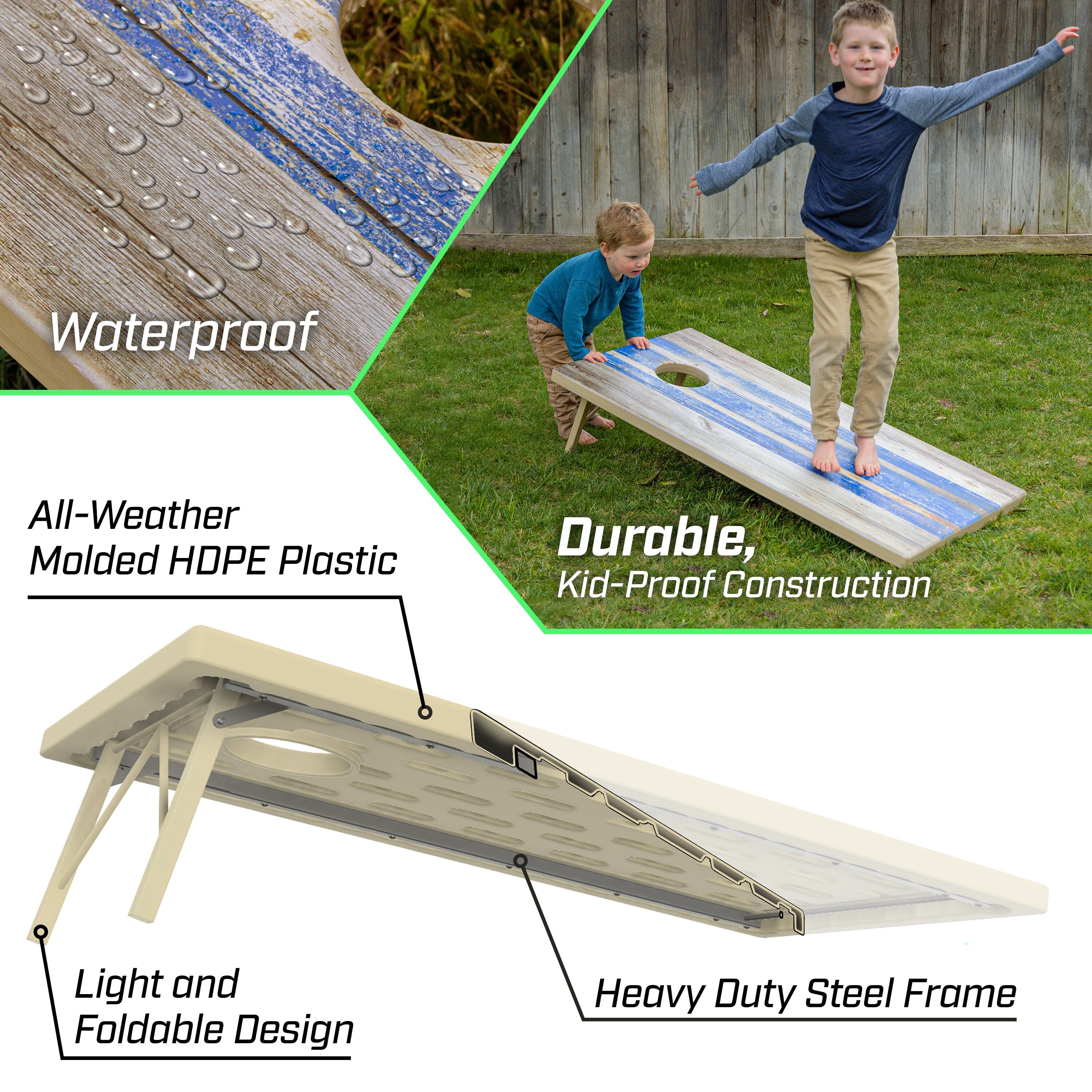 a child playing with a wooden board