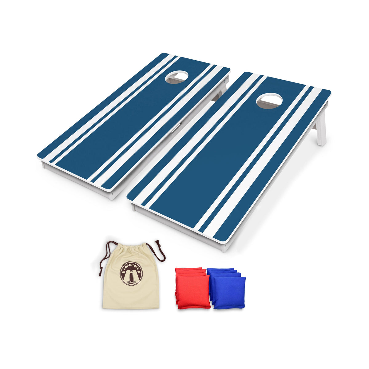 4' x 2' Resort Collection All Weather Cornhole Set GoSports Cornhole Blue Stripe 