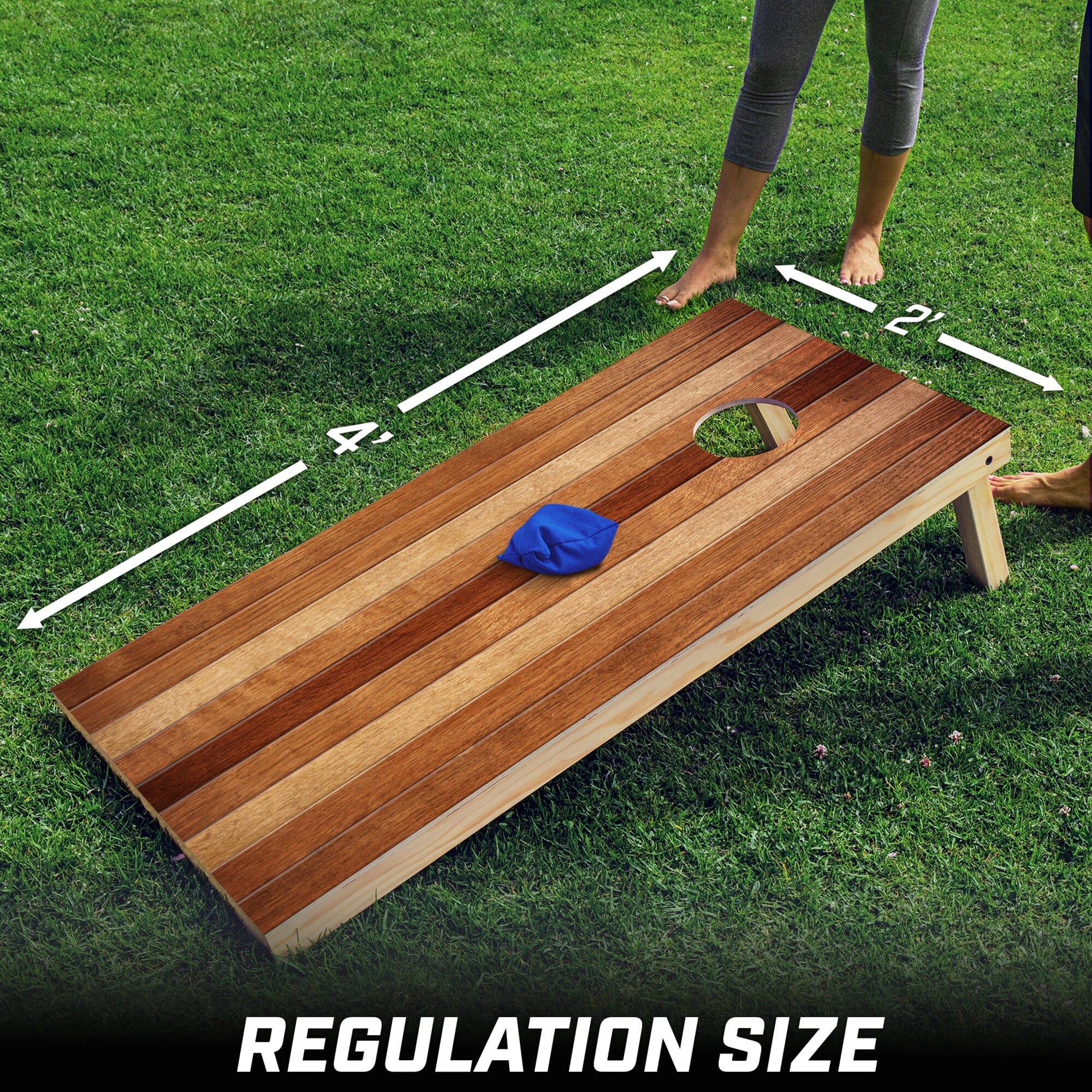 GoSports 4 x 2 ft Regulation Size Wood Cornhole Board Set - Red Oak Design, Includes 2 Boards, 8 Bean Bags, Carrying Case and Game Rules GoSports 