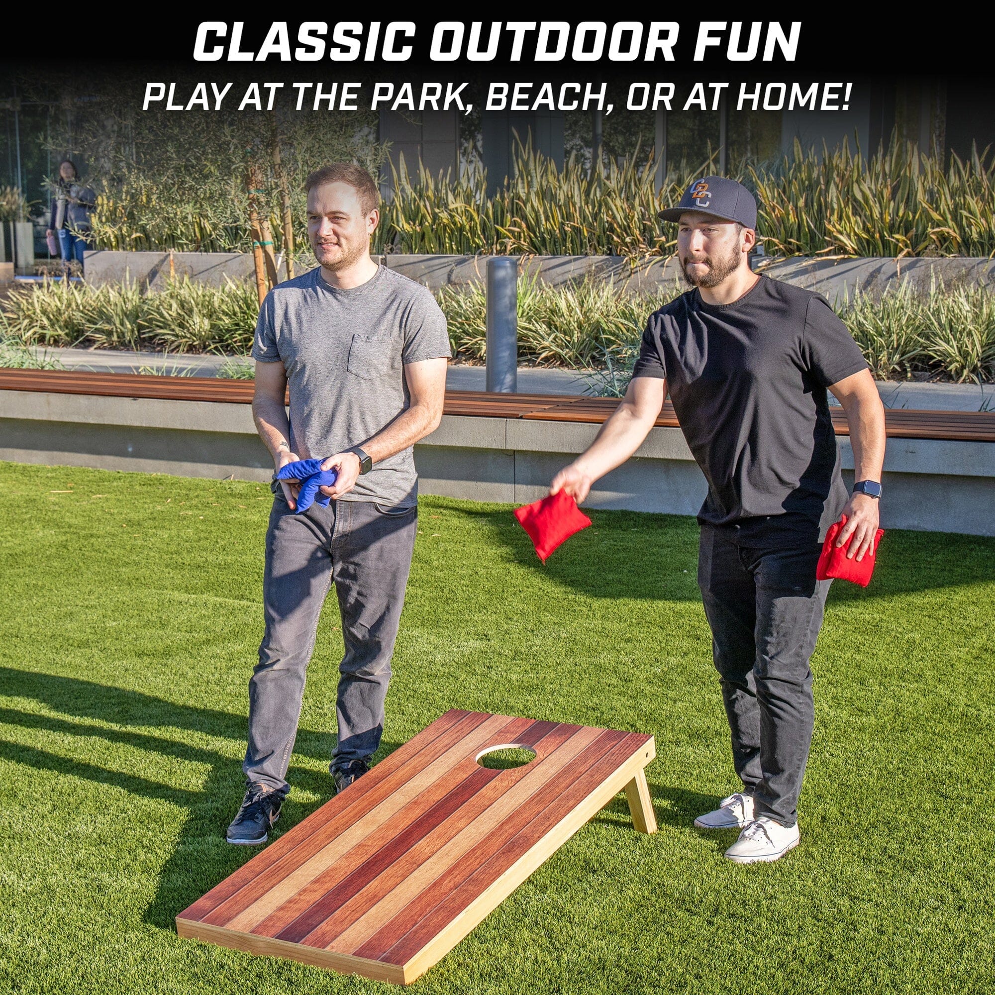 GoSports 4 x 2 ft Regulation Size Wood Cornhole Board Set - Red Oak Design, Includes 2 Boards, 8 Bean Bags, Carrying Case and Game Rules GoSports 