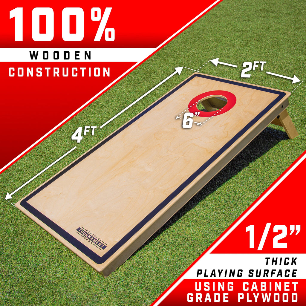 GoSports Tournament Edition Regulation Cornhole Game Set - 4 ft x 2 ft Wood Boards with 8 Dual Side (Slide and Stop) Bean Bags GoSports 