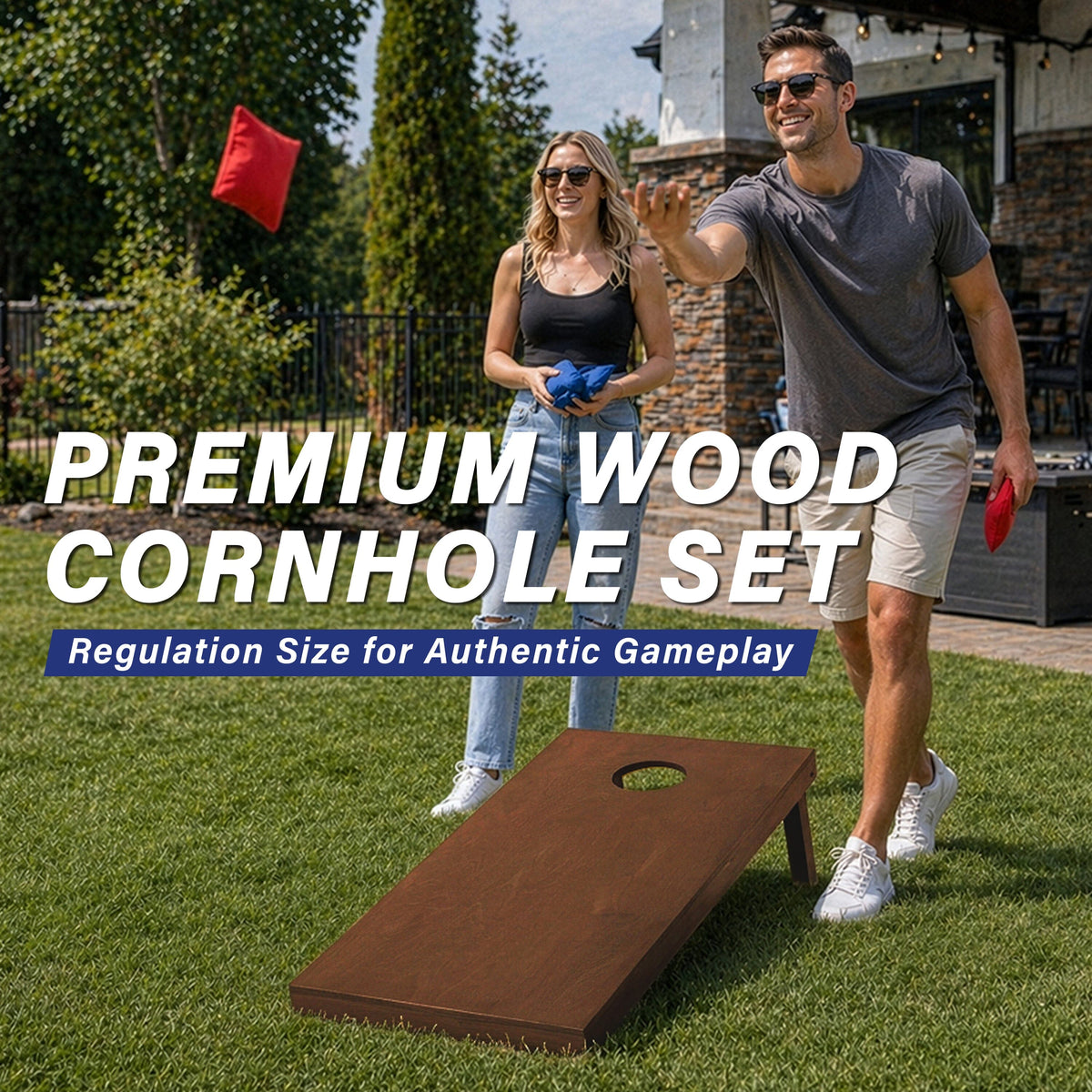 4' x 2' Stained Wood Cornhole Set Cornhole GoSports Cornhole 