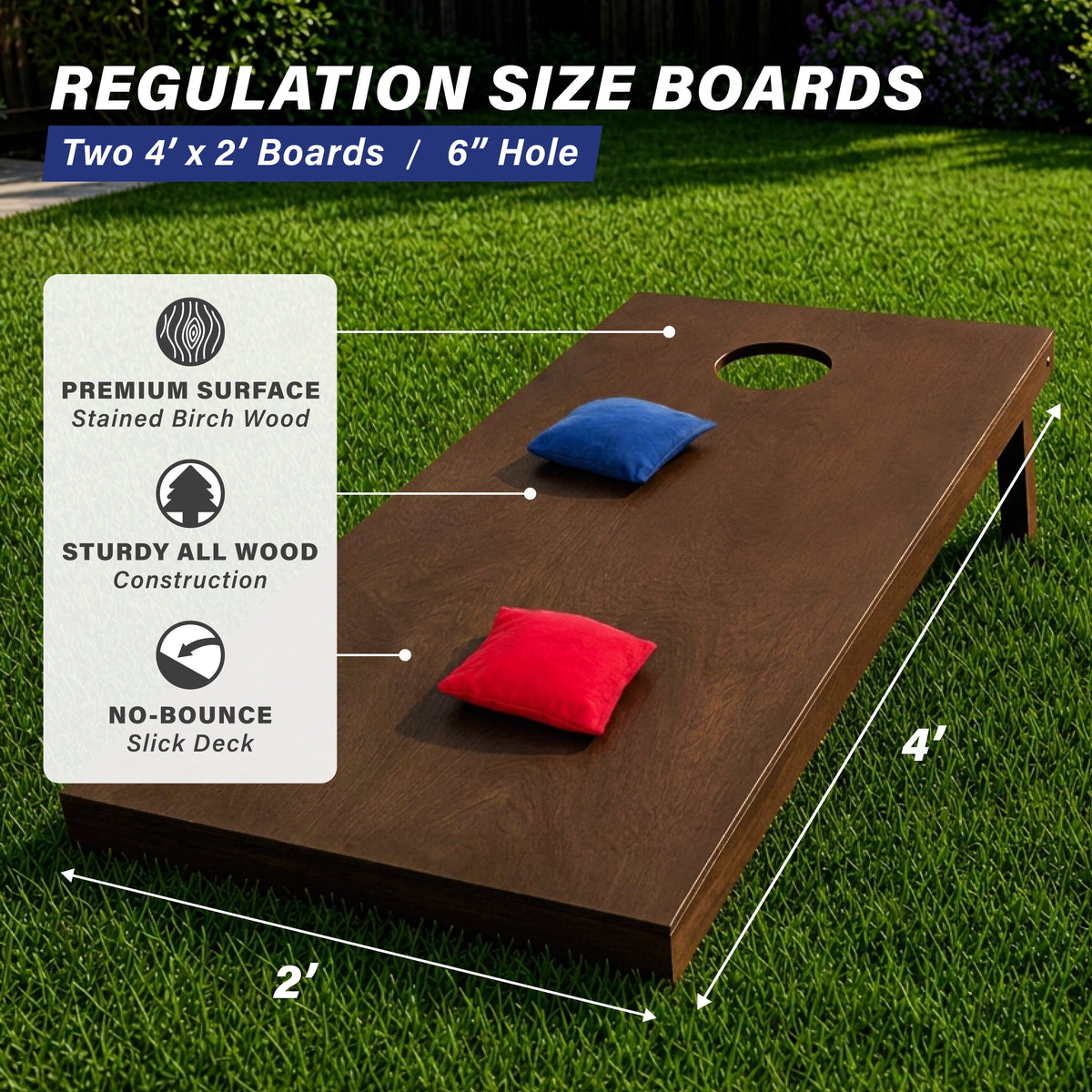 4' x 2' Stained Wood Cornhole Set Cornhole GoSports Cornhole 