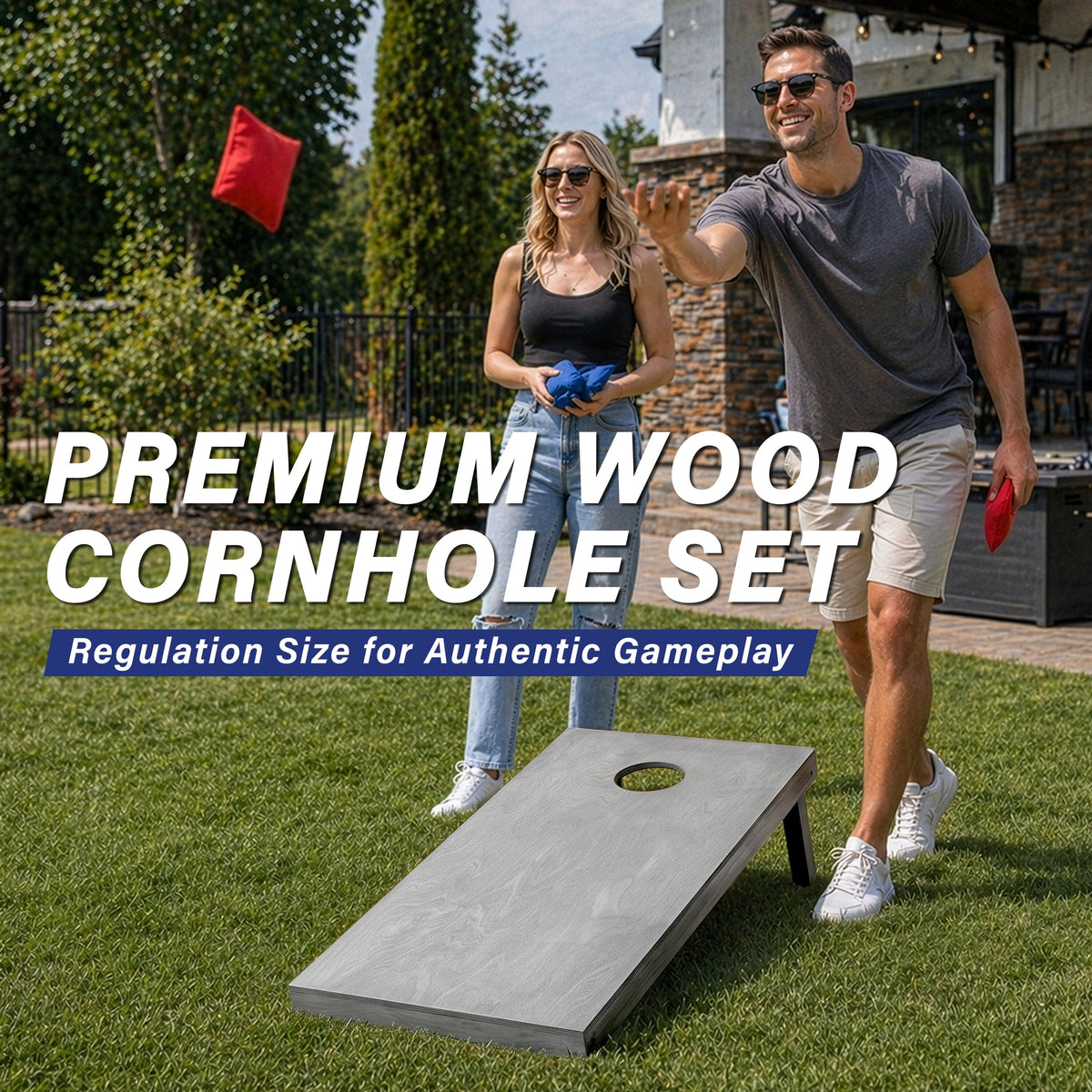 4' x 2' Stained Wood Cornhole Set Cornhole GoSports Cornhole 