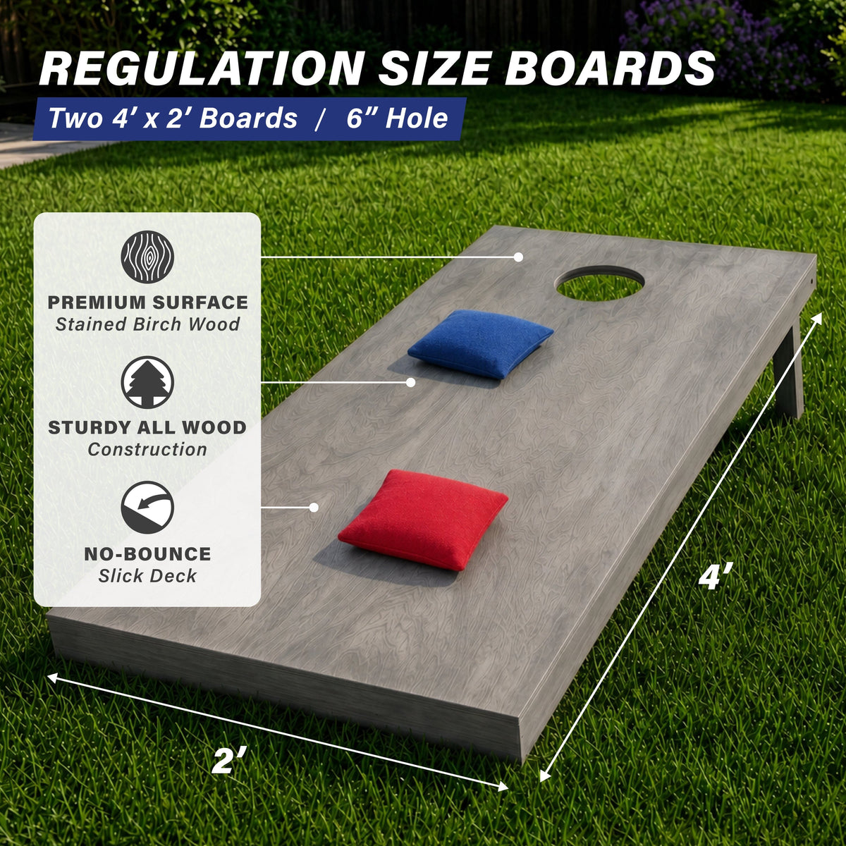 4' x 2' Stained Wood Cornhole Set Cornhole GoSports Cornhole 
