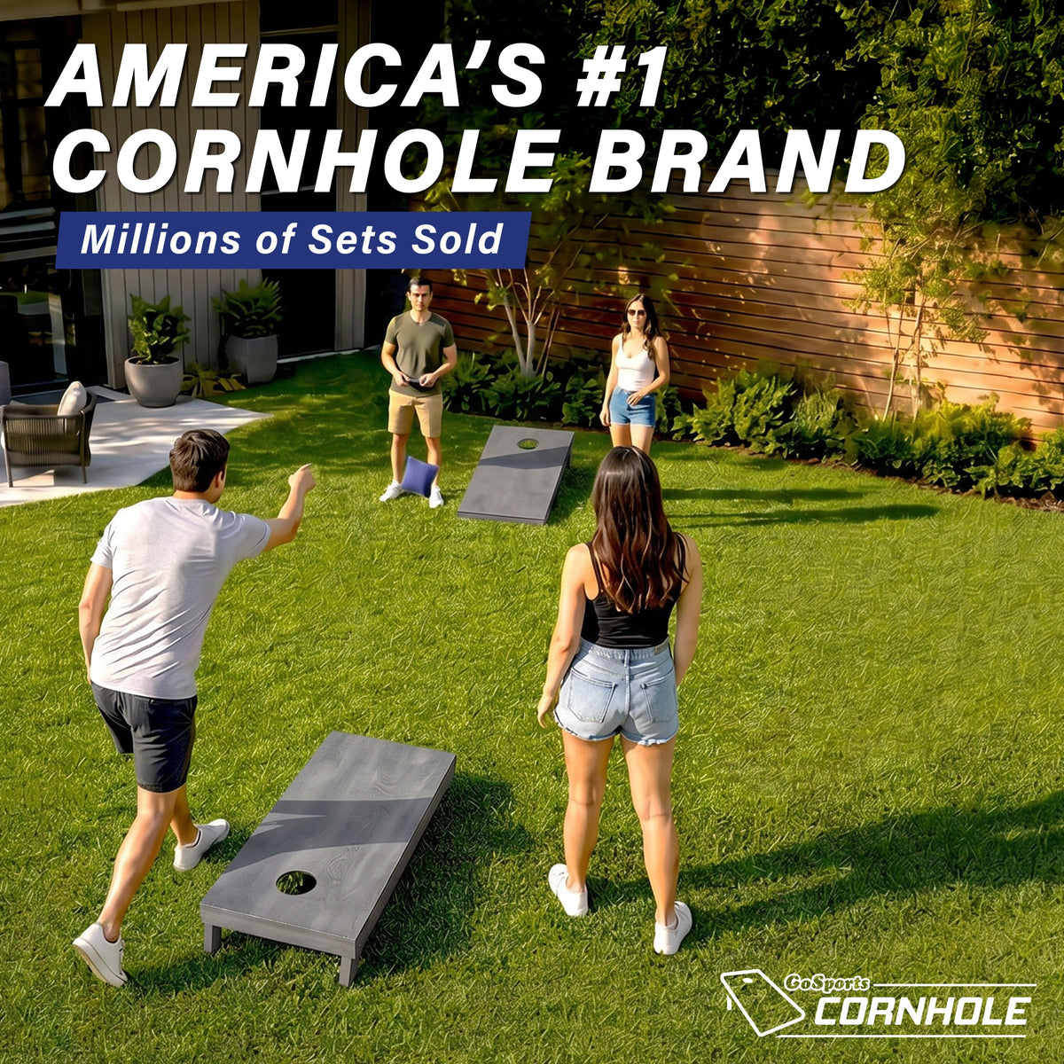 4' x 2' Stained Wood Cornhole Set Cornhole GoSports Cornhole 
