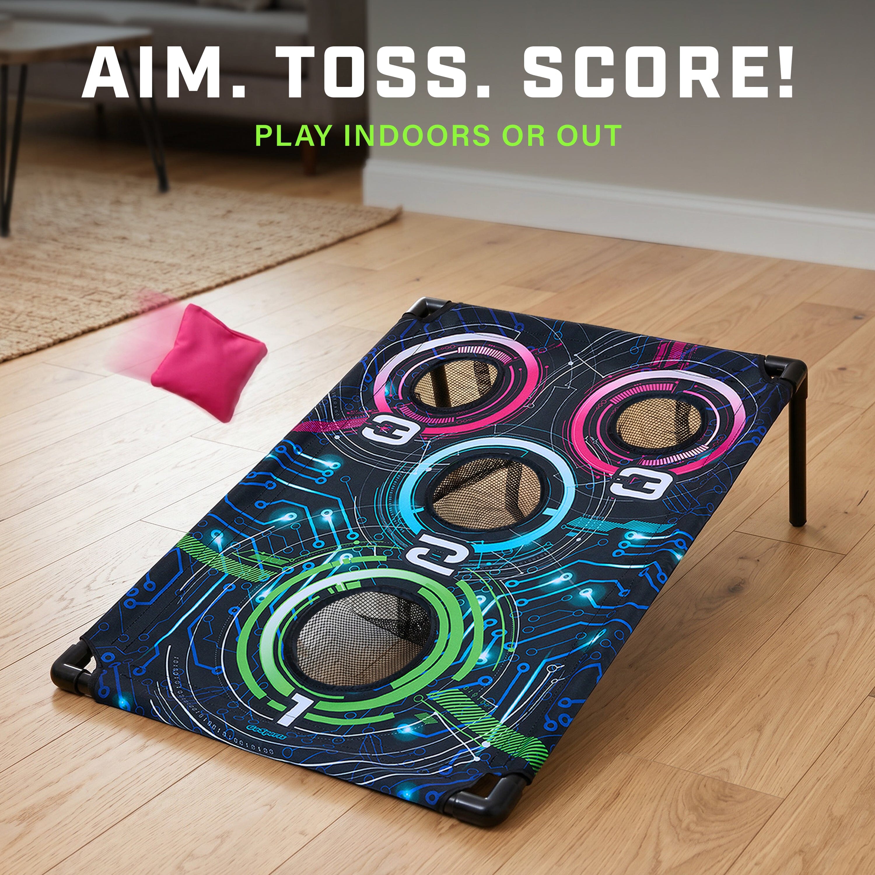 GoSports Arcade Bean Bag Toss Game for Adults and Family - 3 x 2 ft Travel Cornhole Set for Kids & Teens with Carry Case - Fun Backyard, Lawn, Beach, & Outdoor Yard Games PlayGoSports.com 