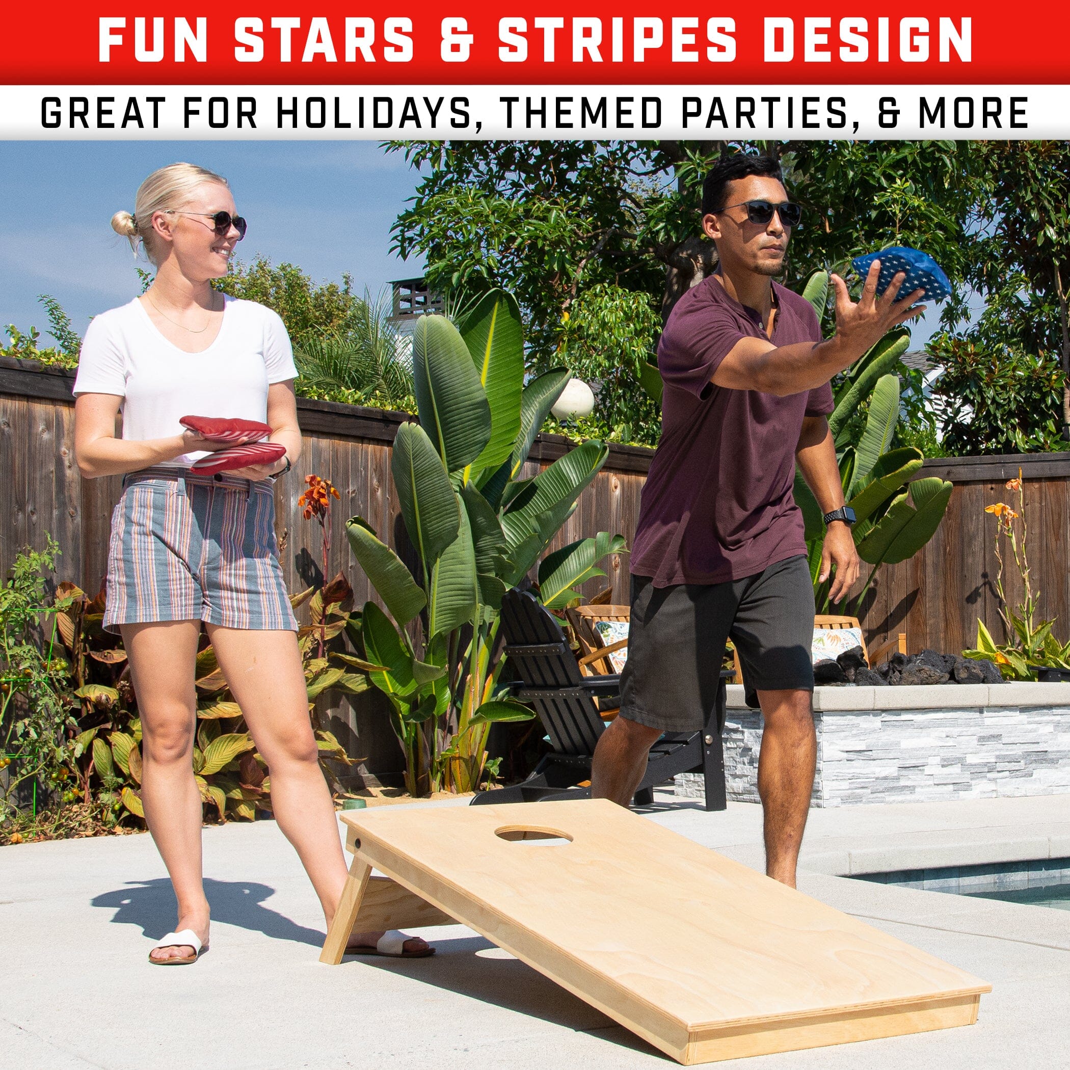 a man and woman playing corn corn games