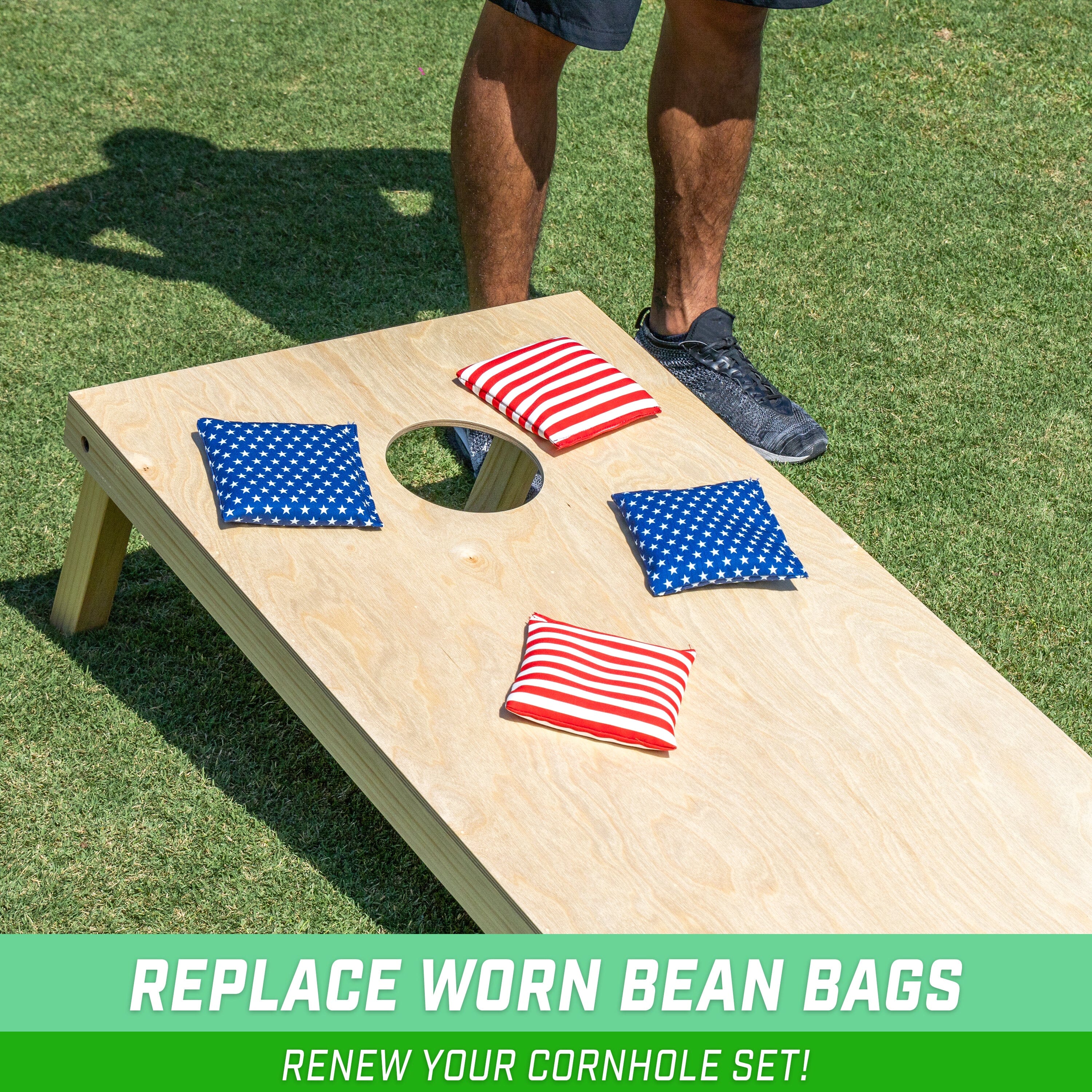 GoSports Official Regulation Cornhole Bean Bags Set of 8 - All Weather - Classic American Stars and Stripes Cornhole GoSports 