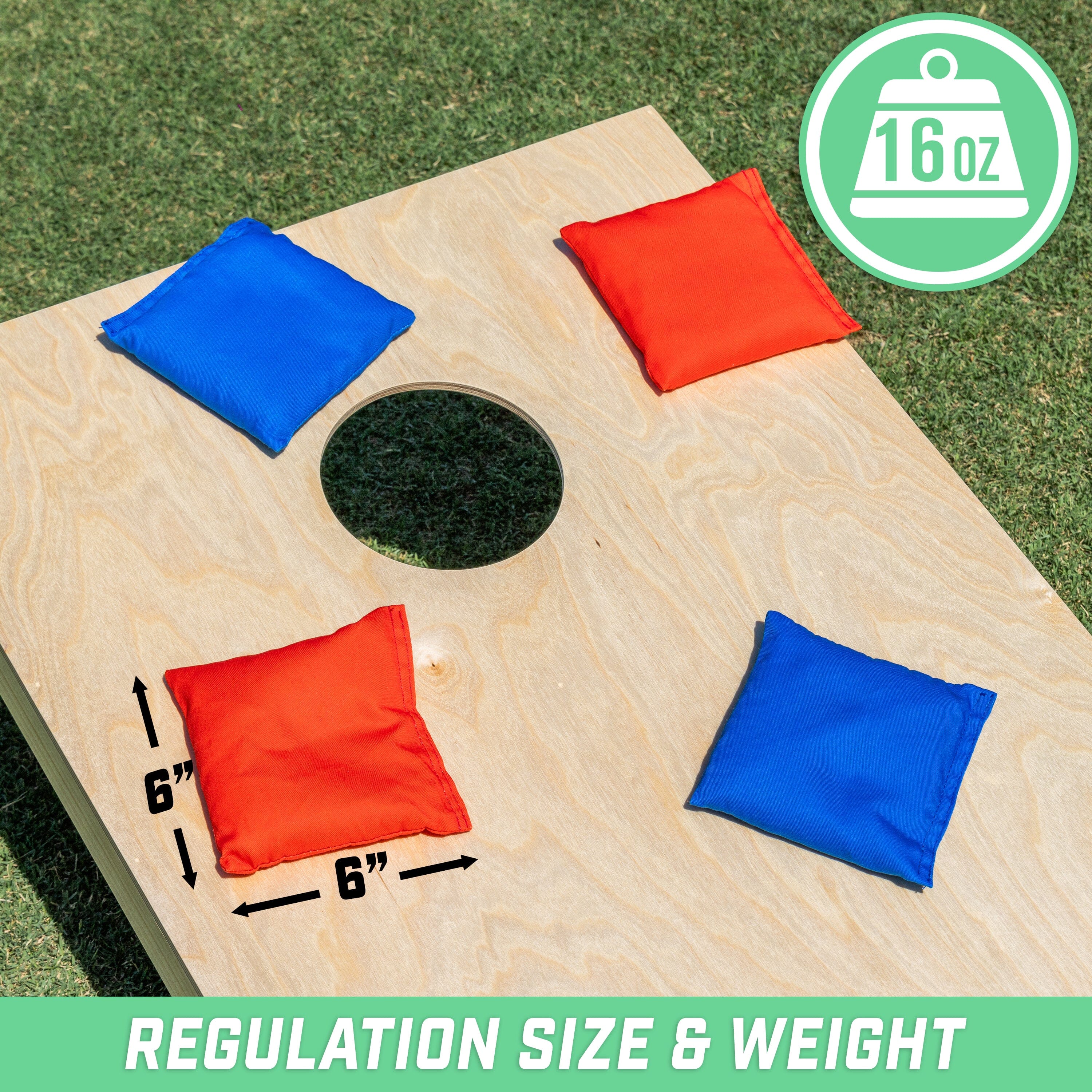 GoSports Official Regulation Cornhole Bean Bags Set of 8 - All Weather - Classic Red and Blue Cornhole GoSports 
