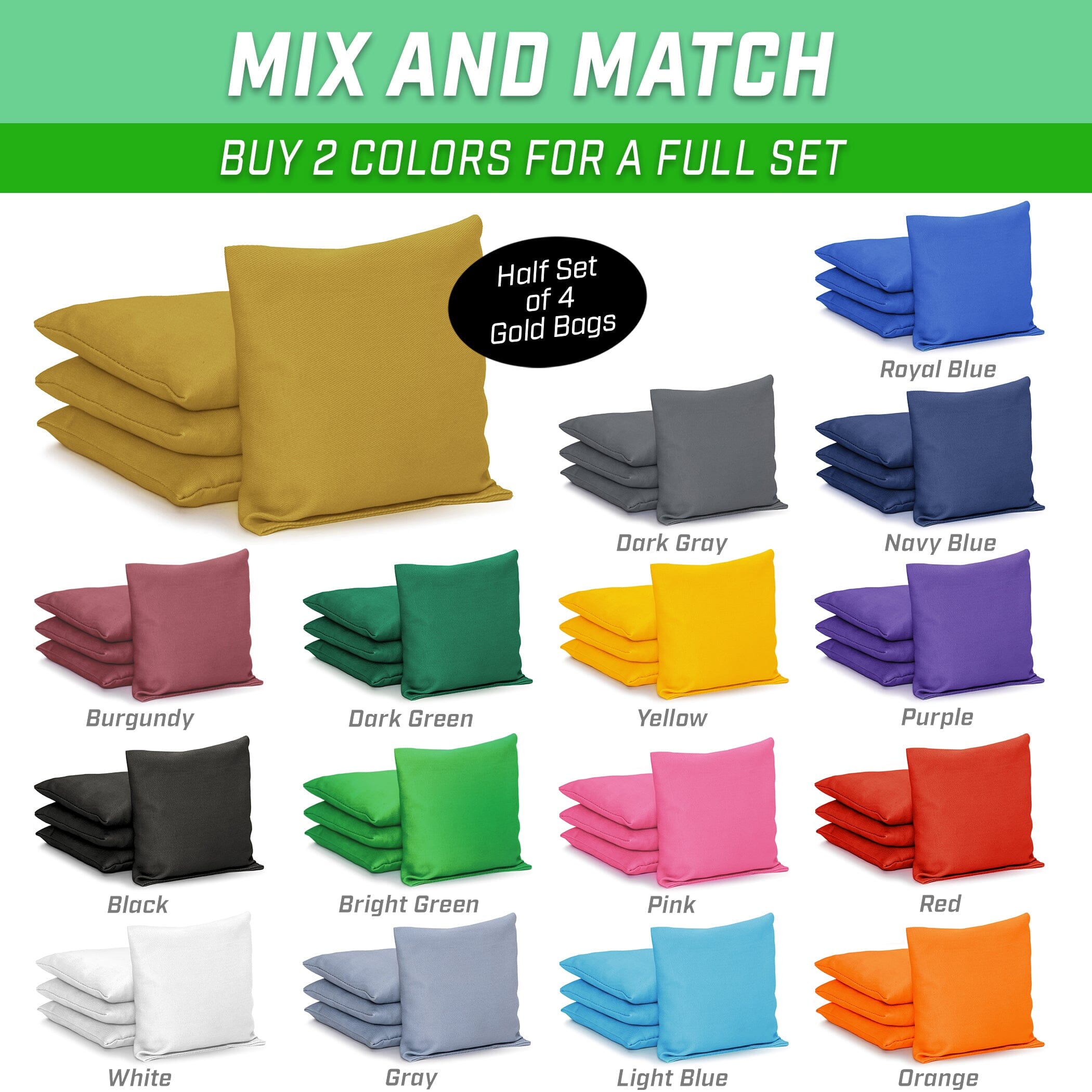 GoSports Cornhole Bean Bags Set of 4 - Regulation All Weather - Classic Gold Cornhole GoSports 