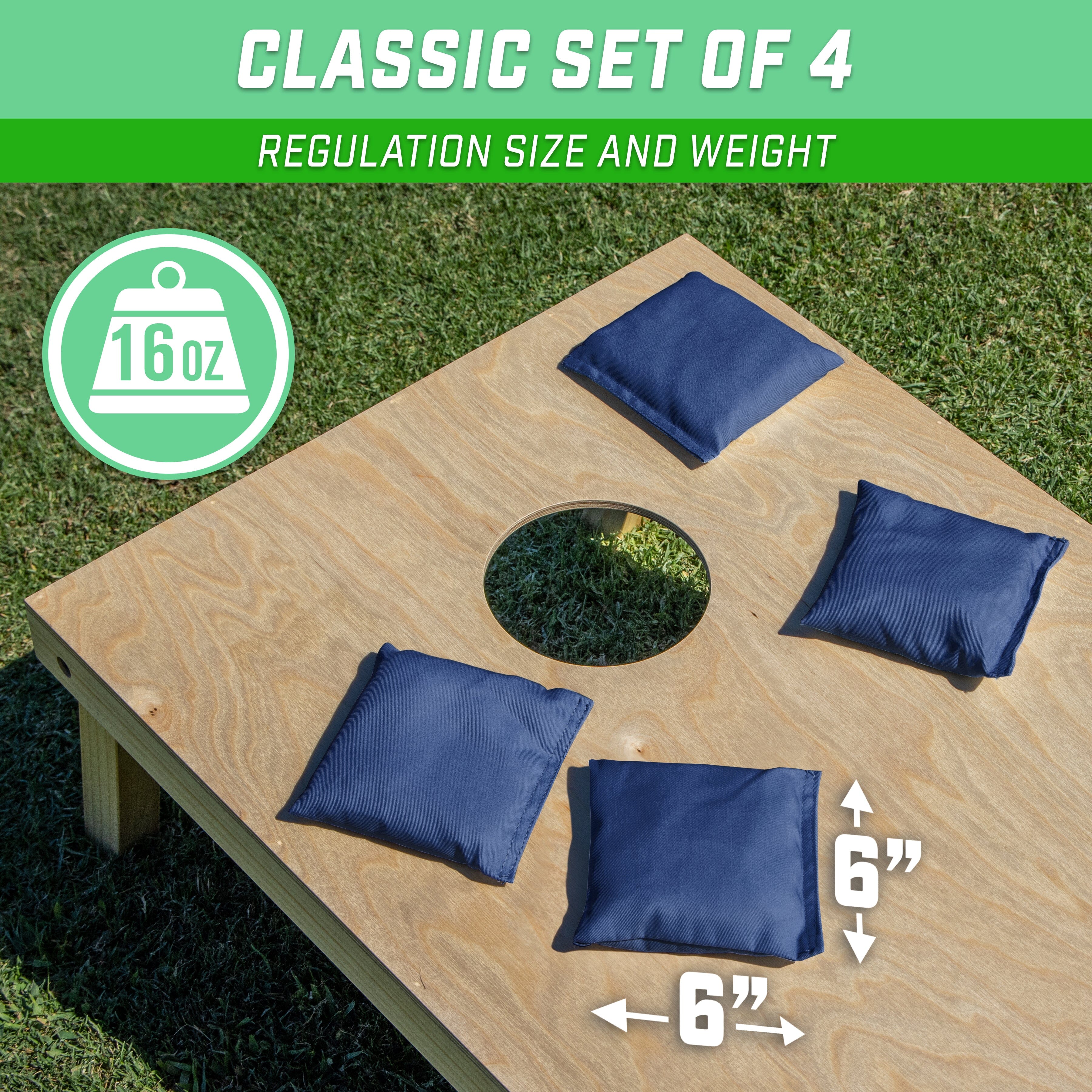 GoSports Cornhole Bean Bags Set of 4 - Regulation All Weather - Classic Navy Cornhole GoSports 