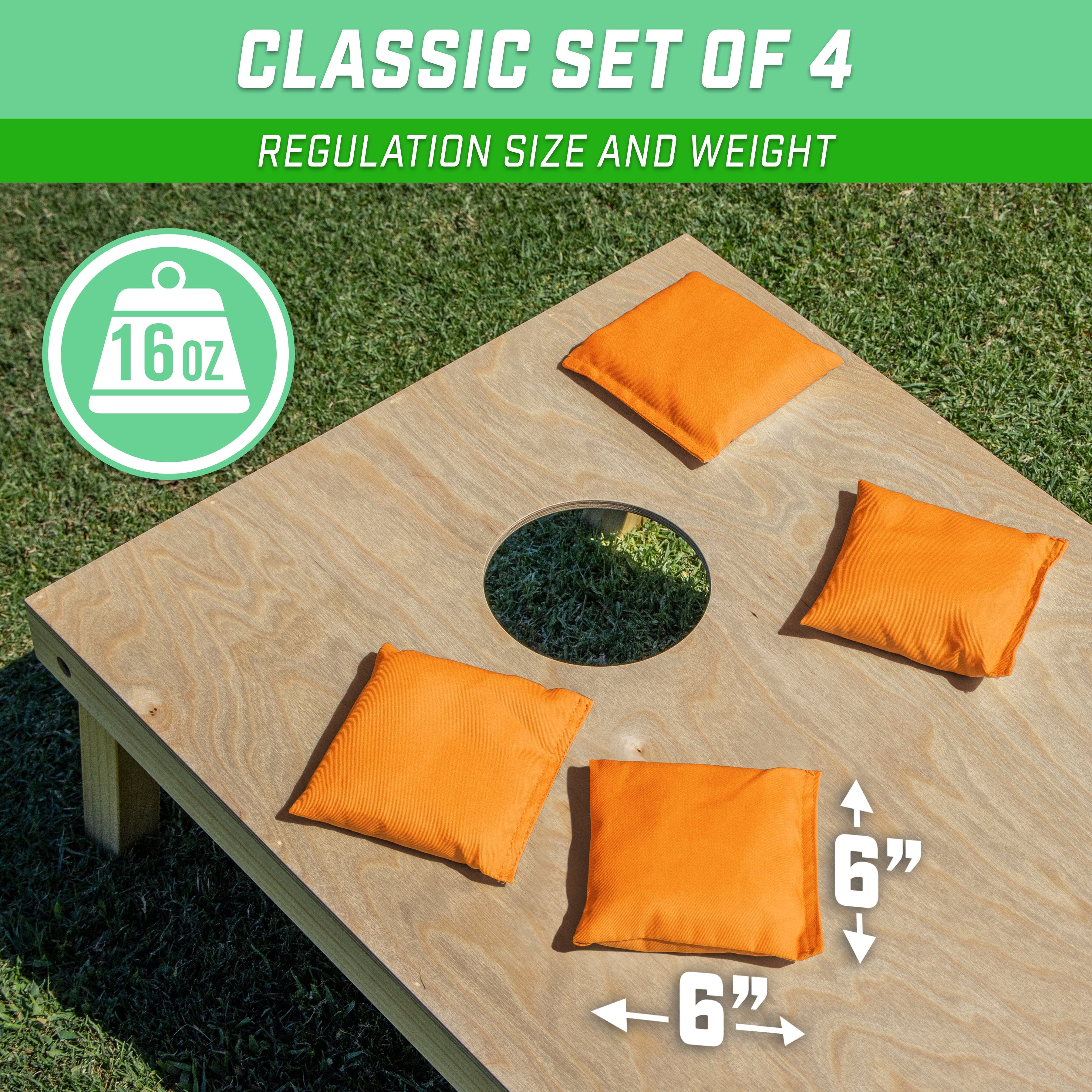 GoSports Cornhole Bean Bags Set of 4 - Regulation All Weather - Classic Orange Cornhole GoSports 