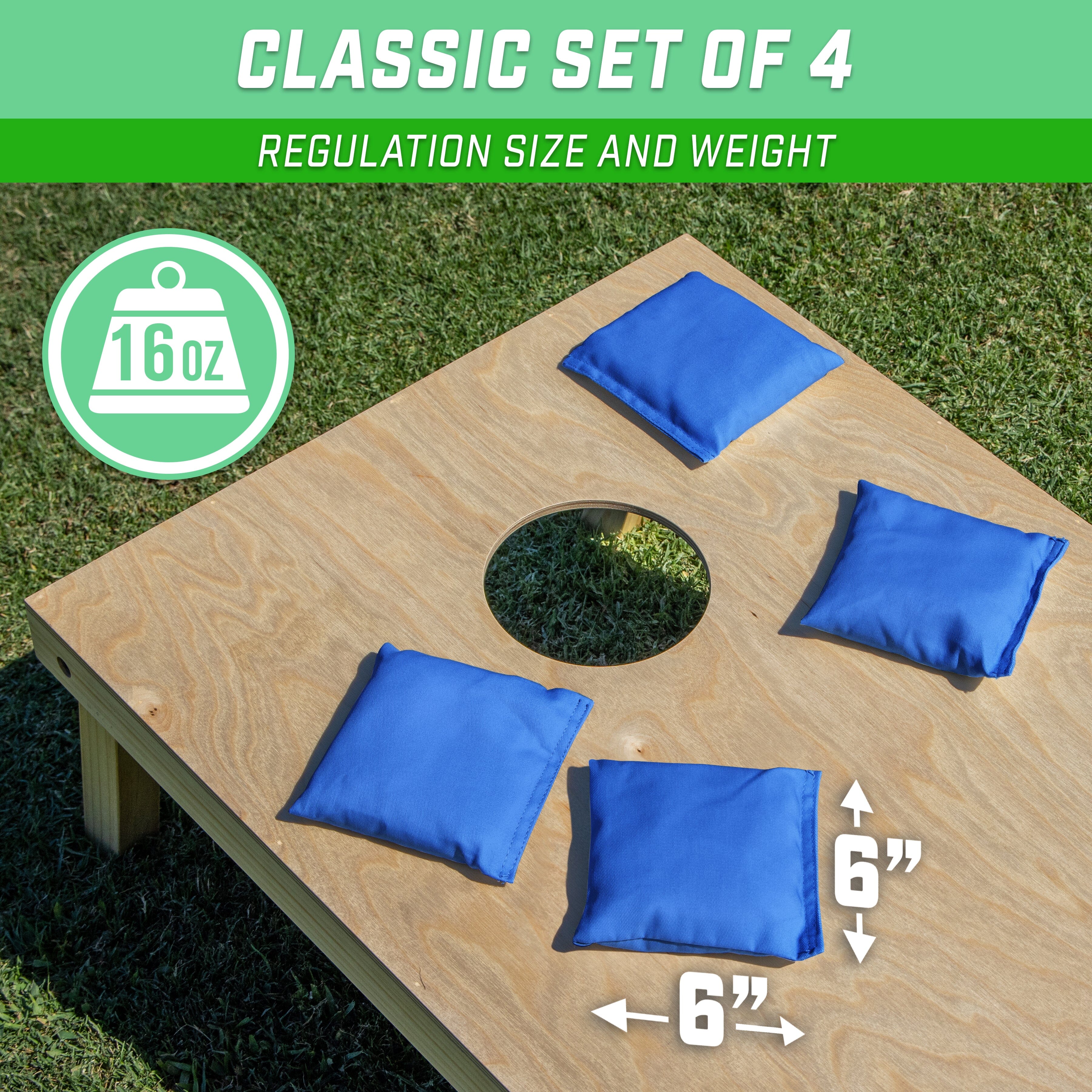GoSports Cornhole Bean Bags Set of 4 - Regulation All Weather - Classic Royal Blue Cornhole GoSports 
