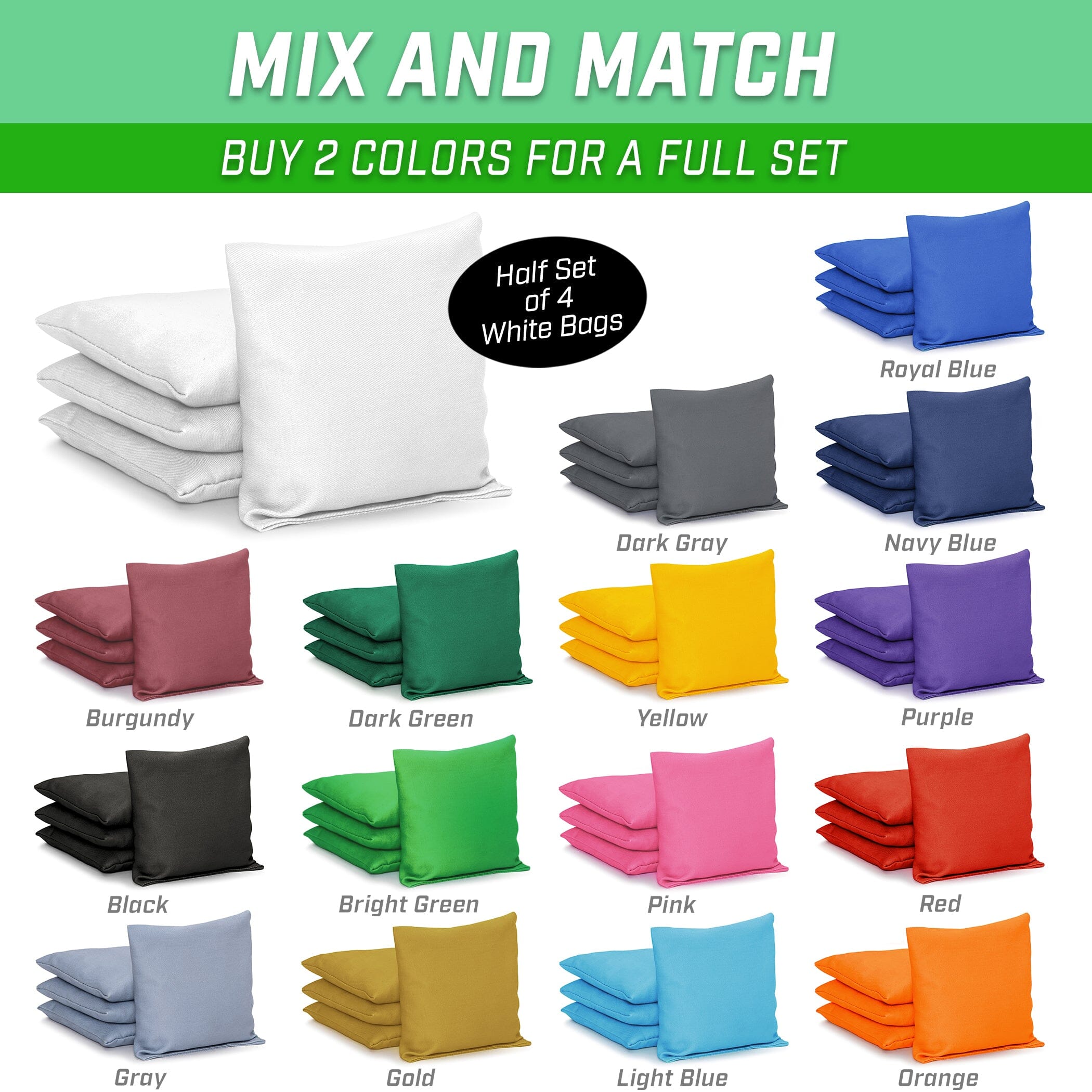 GoSports Cornhole Bean Bags Set of 4 - Regulation All Weather - Classic White Cornhole GoSports 