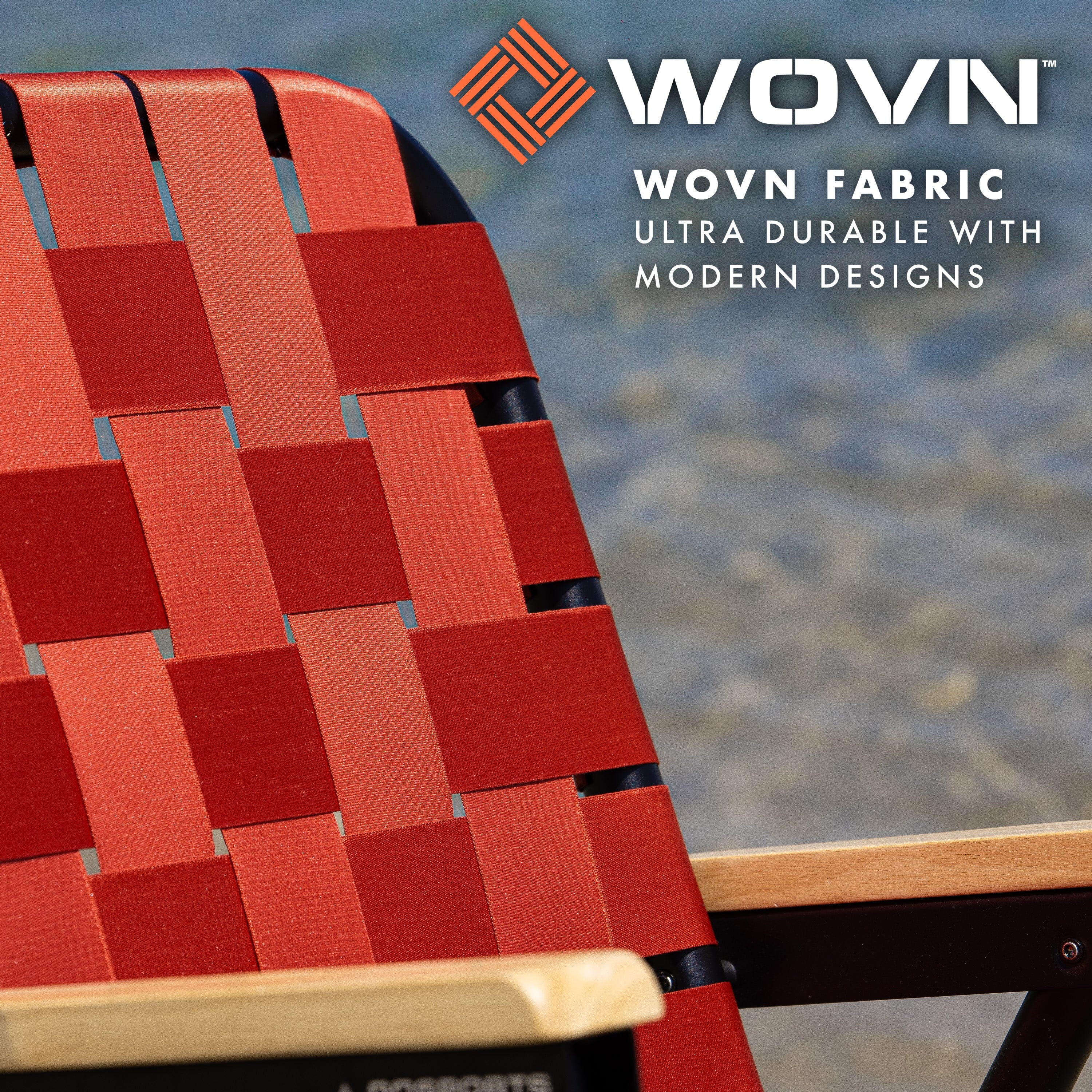 a red chair with a black seat