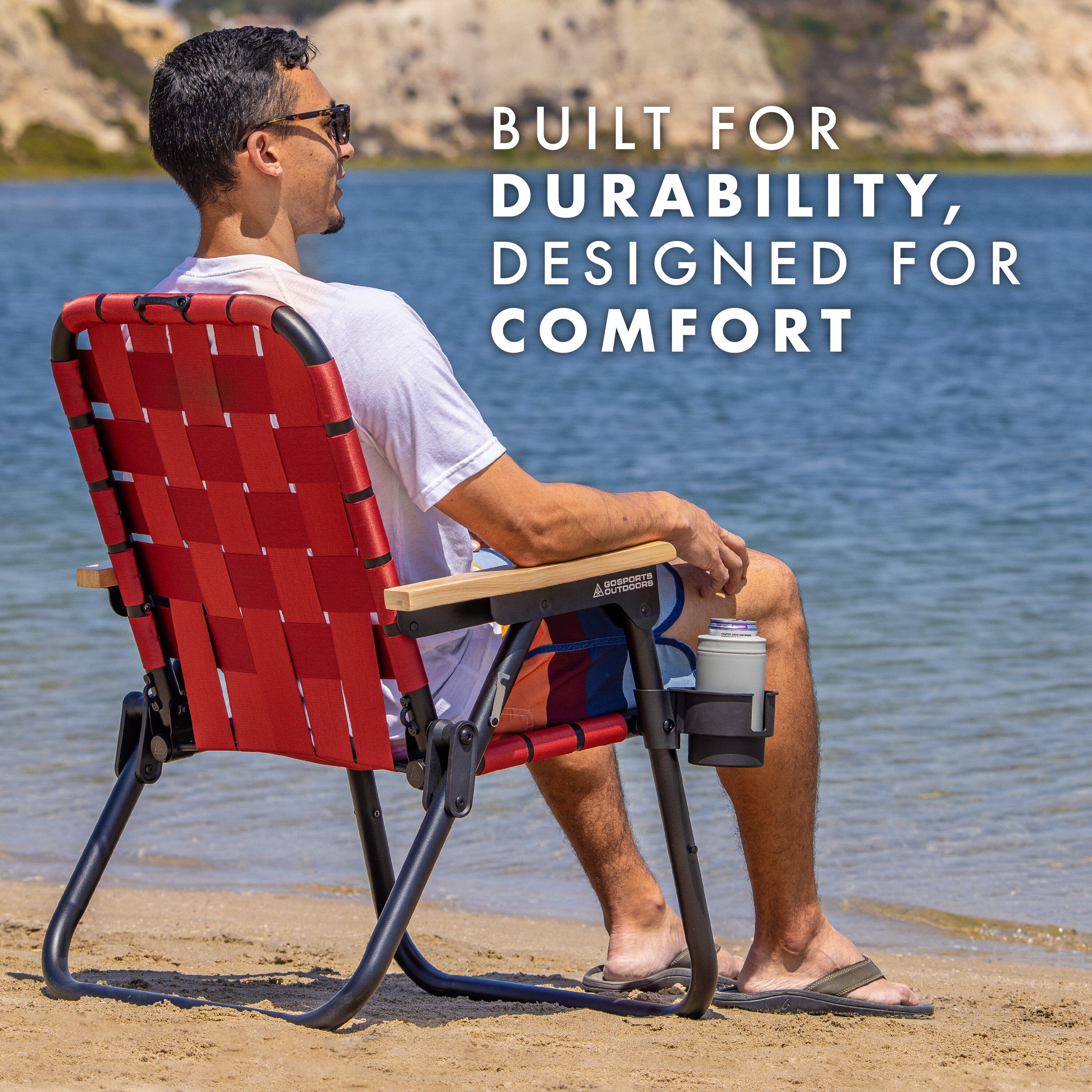 GoSports Outdoors WOVN Premium Beach Camping Chair BURNT RED