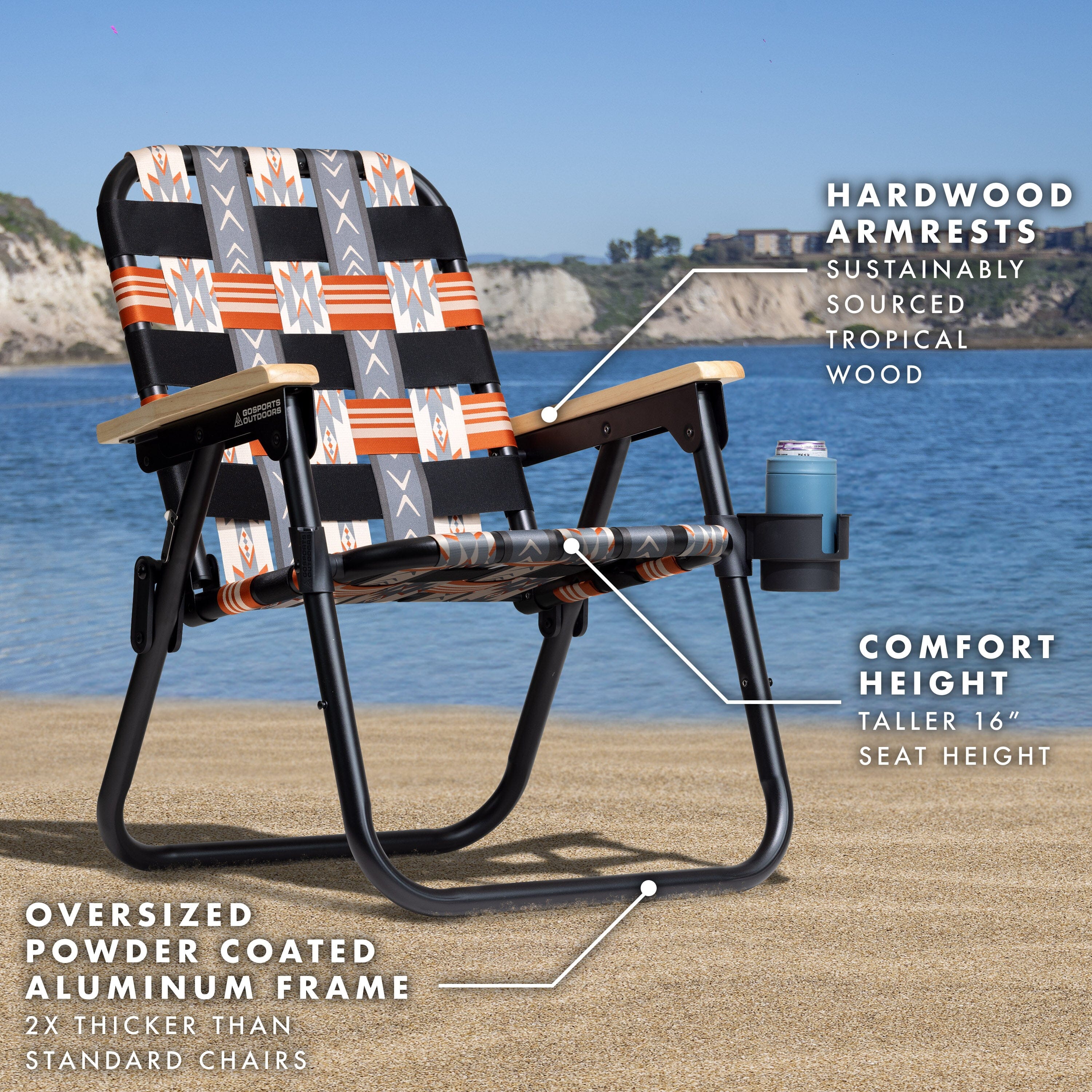 a chair with a seat and a cup on it