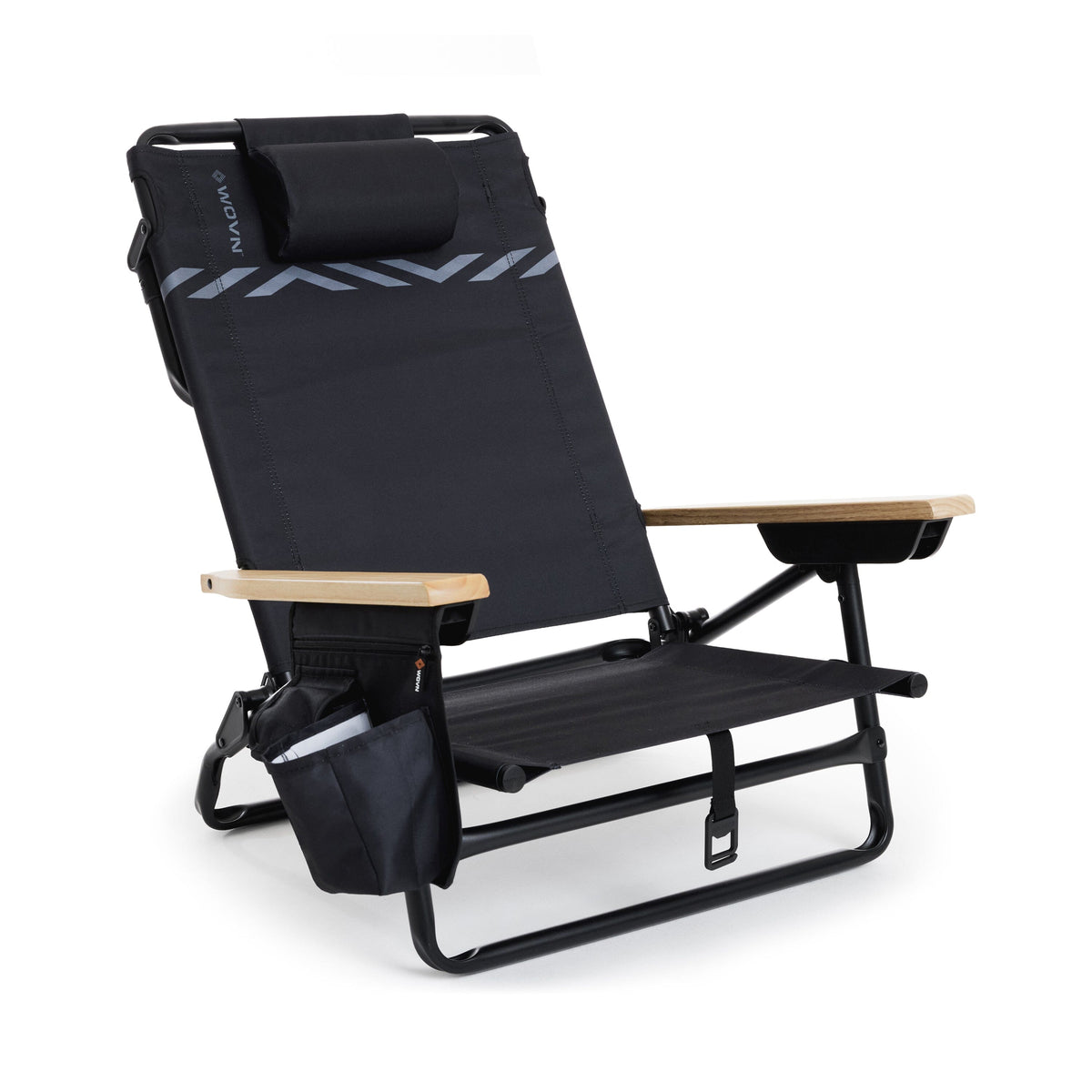 Reclining Beach Chair Beach Chair WOVN Black 