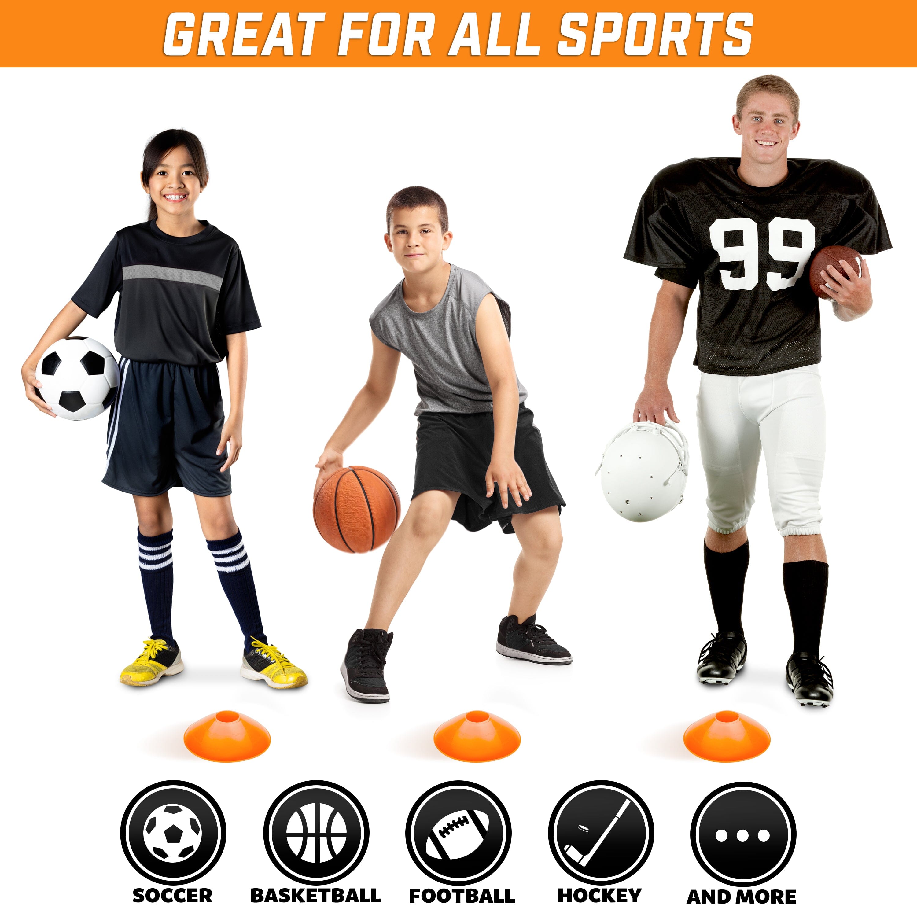 GoSports Premium Sports Cones for Training and Drills - 20 Pack with Tote Cones GoSports 