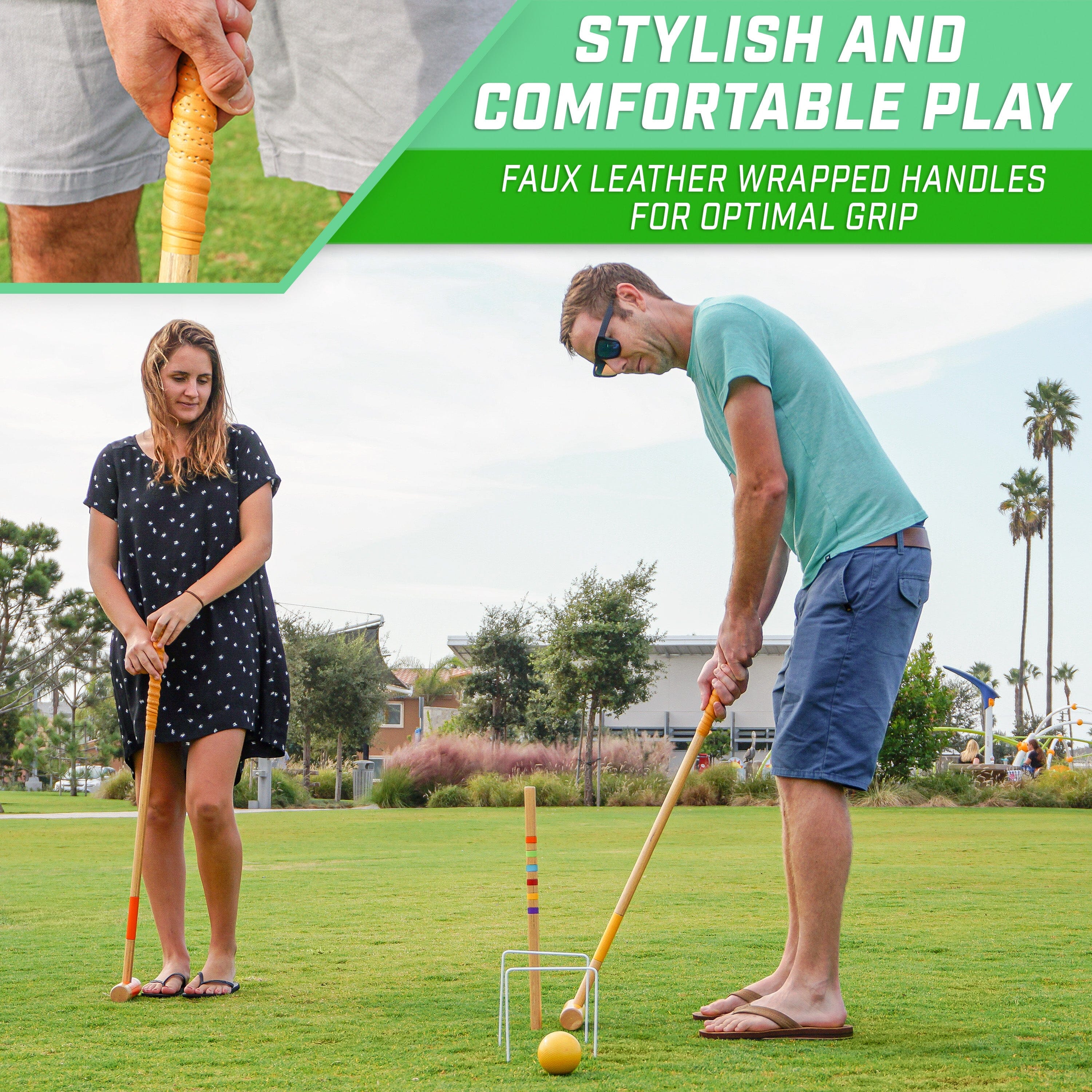 GoSports Croquet Set - Premium Outdoor Lawn Game with Mallets, Balls and Wickets Croquet GoSports 