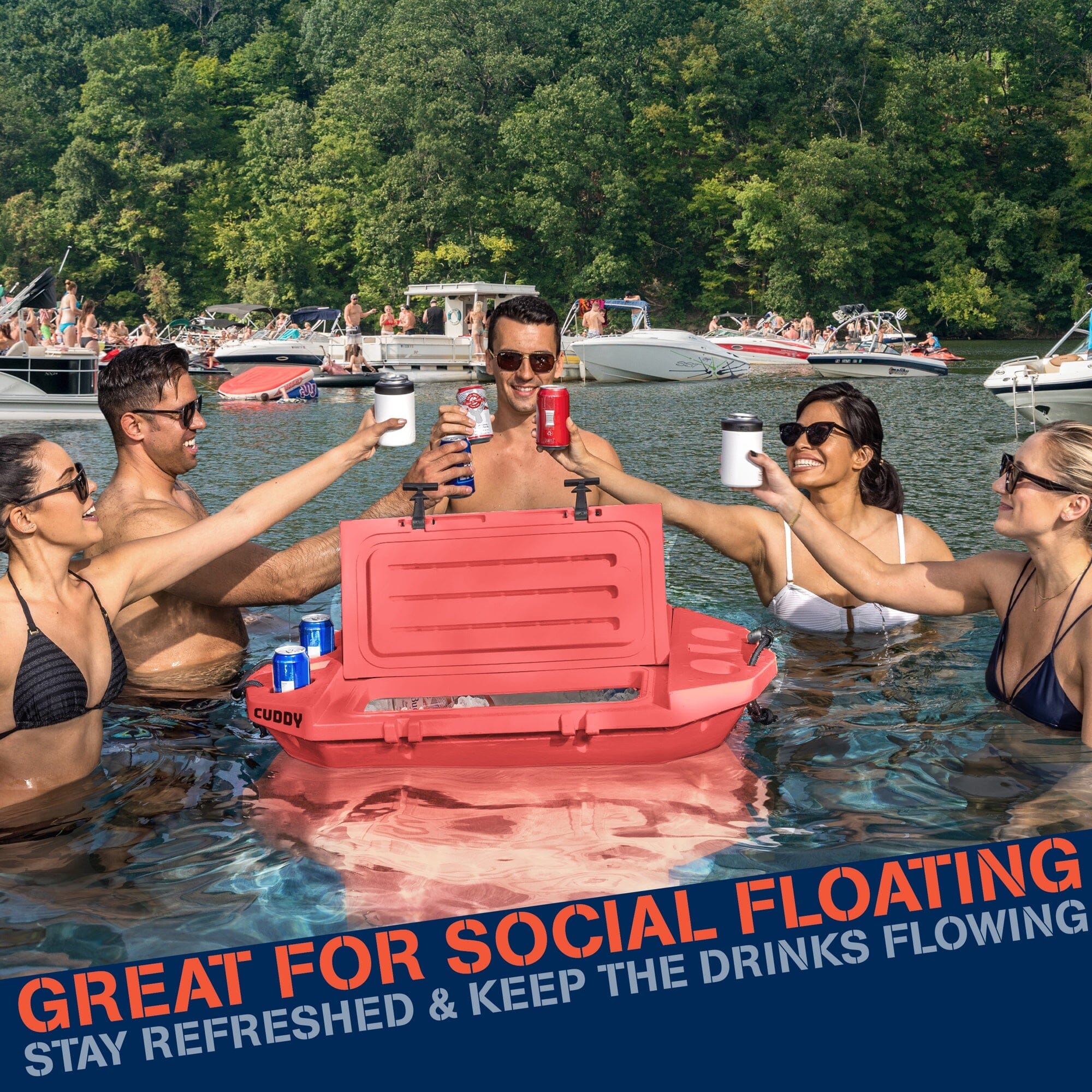Cuddy Floating Cooler and Dry Storage Vessel - 40QT - Amphibious Hard Shell Design GoSports 