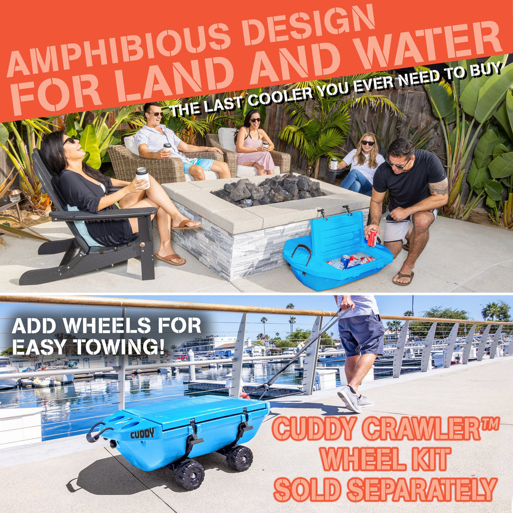 CUDDY Floating Cooler and Dry Storage Vessel – 40QT – Amphibious Hard Shell Design, Glacier Blue GoSports 