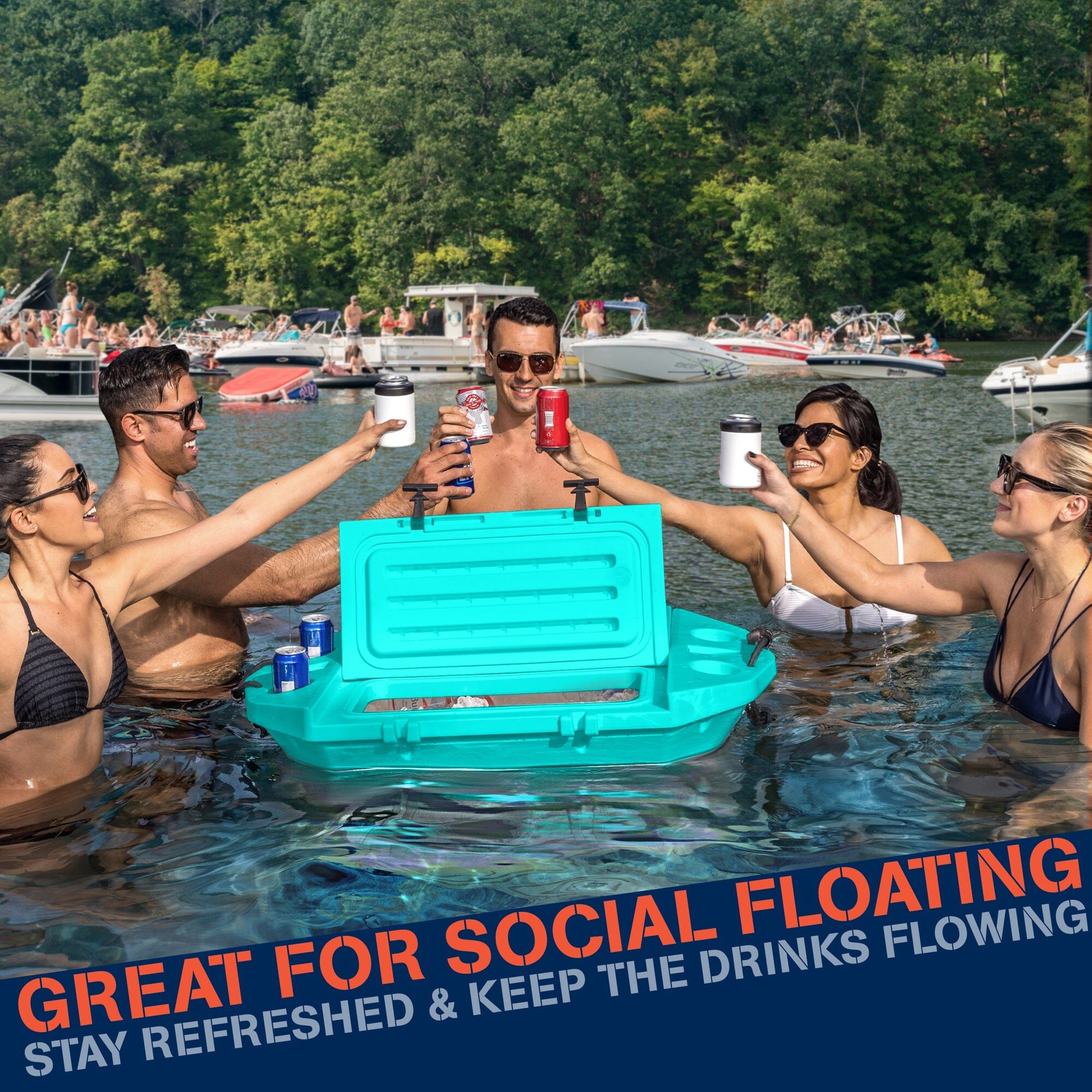 Cuddy Floating Cooler and Dry Storage Vessel - 40QT - Amphibious Hard Shell Design GoSports 