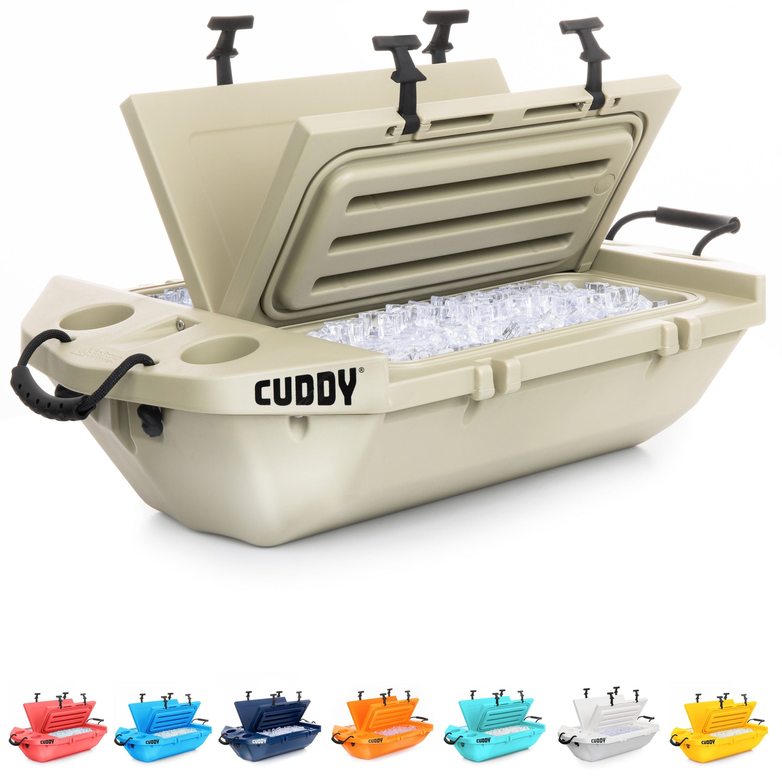 Cuddy Floating Cooler and Dry Storage Vessel - 40QT - Amphibious Hard Shell Design GoSports Tan 
