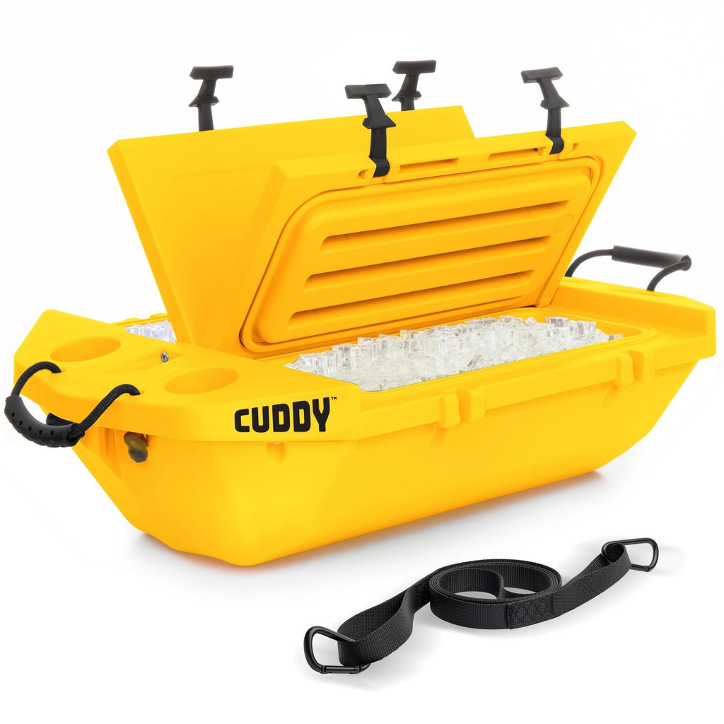 CUDDY Floating Cooler and Dry Storage Vessel – 40QT – Amphibious Hard Shell Design, Yellow GoSports 