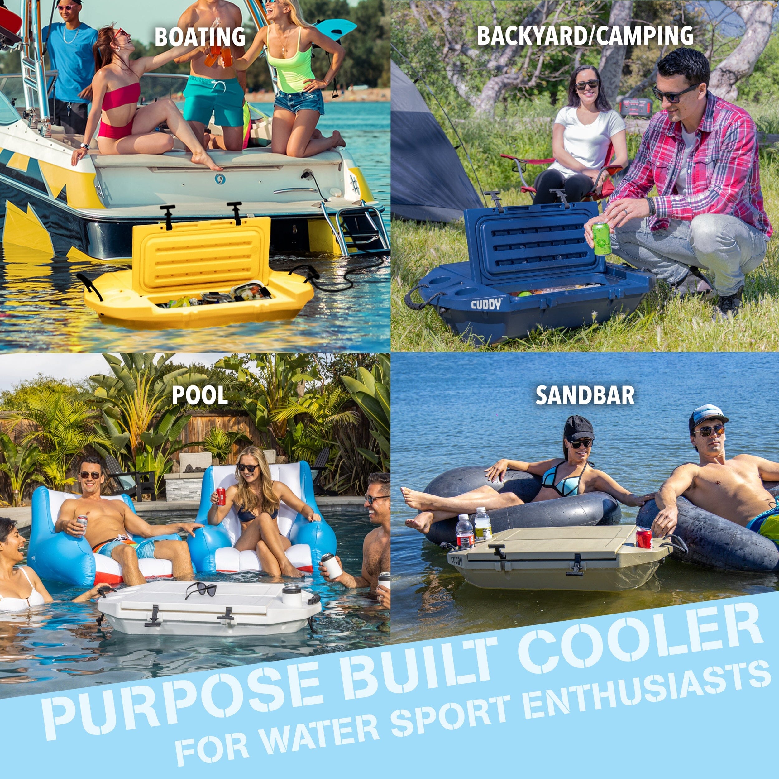 Cuddy Floating Cooler and Dry Storage Vessel - 40QT - Amphibious Hard Shell Design GoSports 