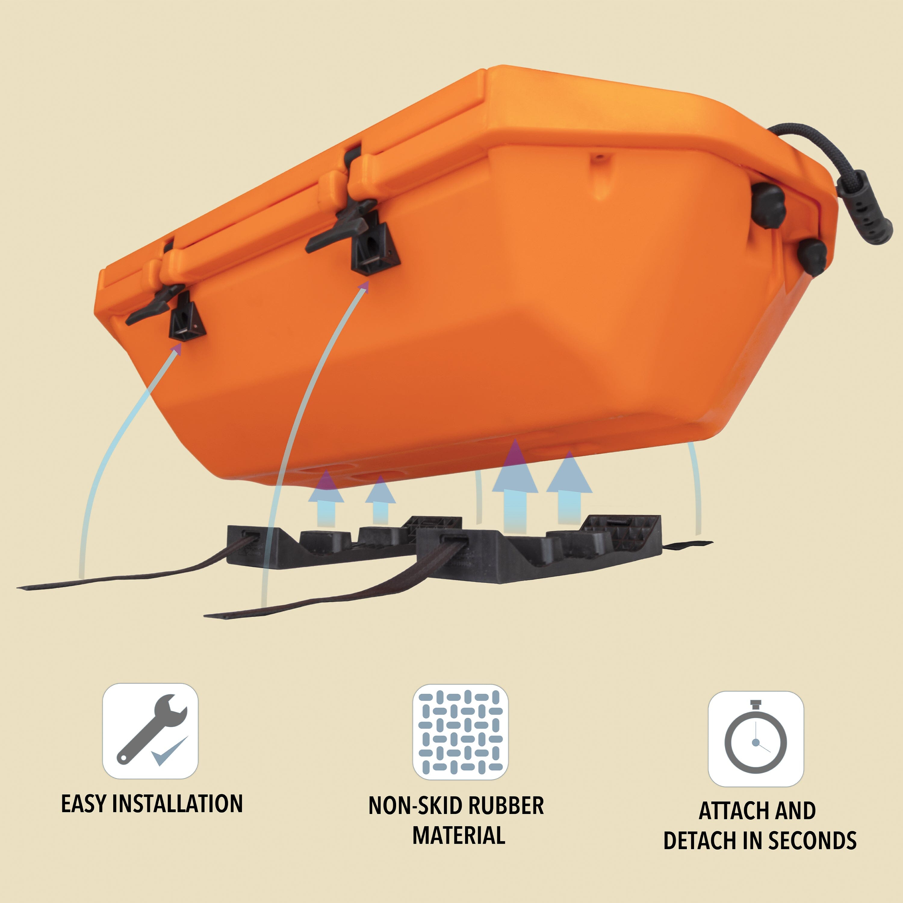 a orange case with a handle and a handle