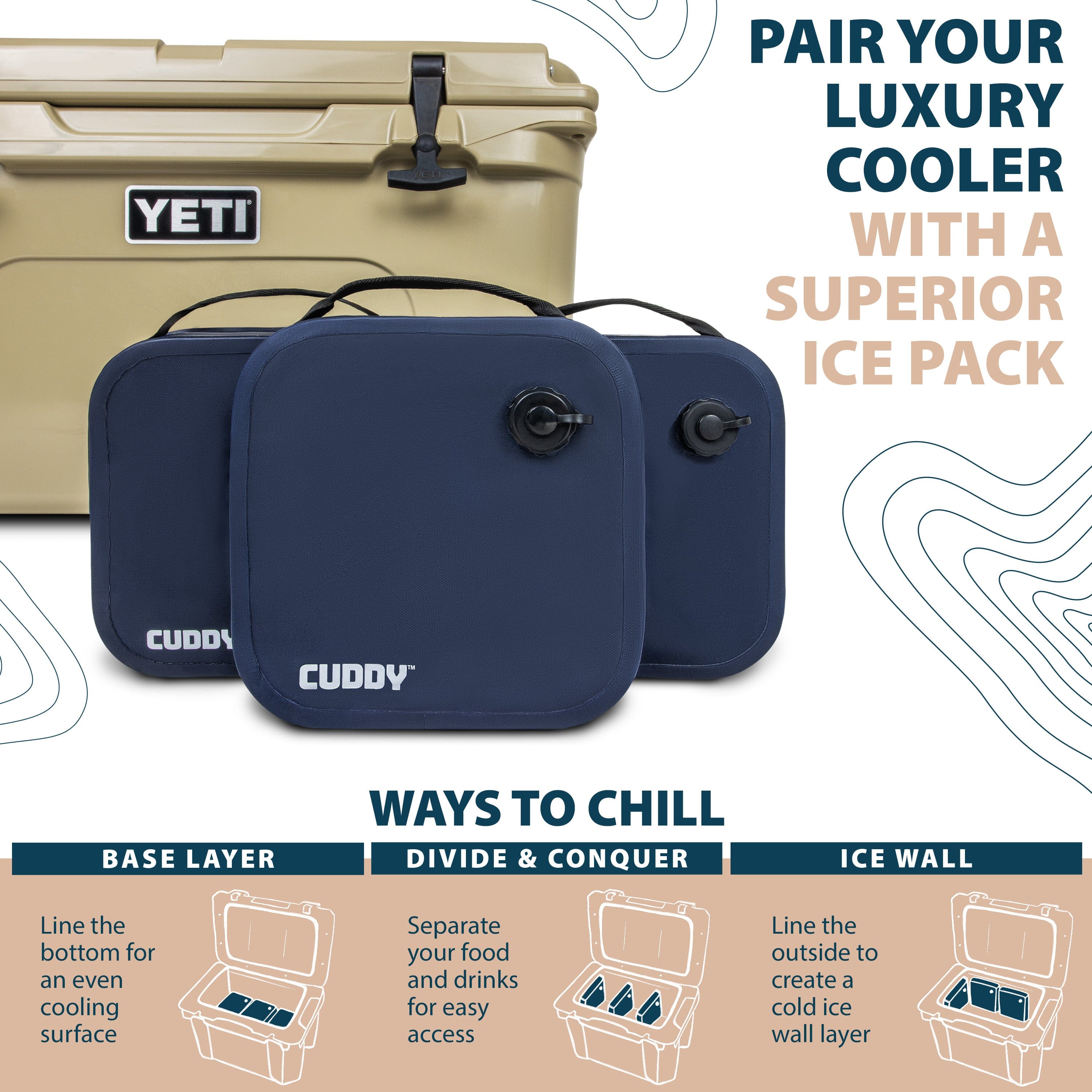 CUDDY Reusable Ice Packs for Coolers - 3 Pack - Premium Long Lasting Freezer Packs for Ice Chest & Camping PlayGoSports.com 