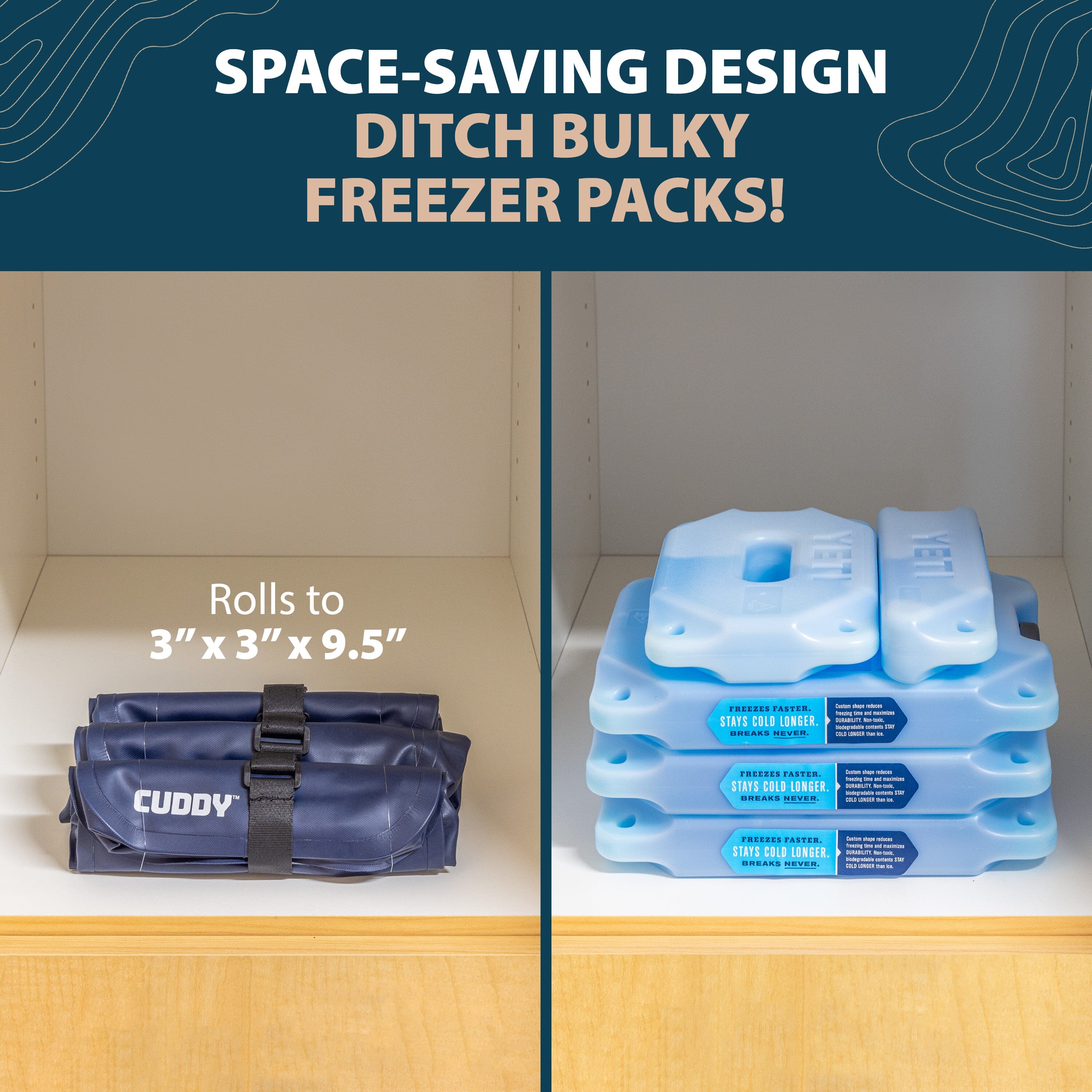 CUDDY Reusable Ice Packs for Coolers - 3 Pack - Premium Long Lasting Freezer Packs for Ice Chest & Camping PlayGoSports.com 